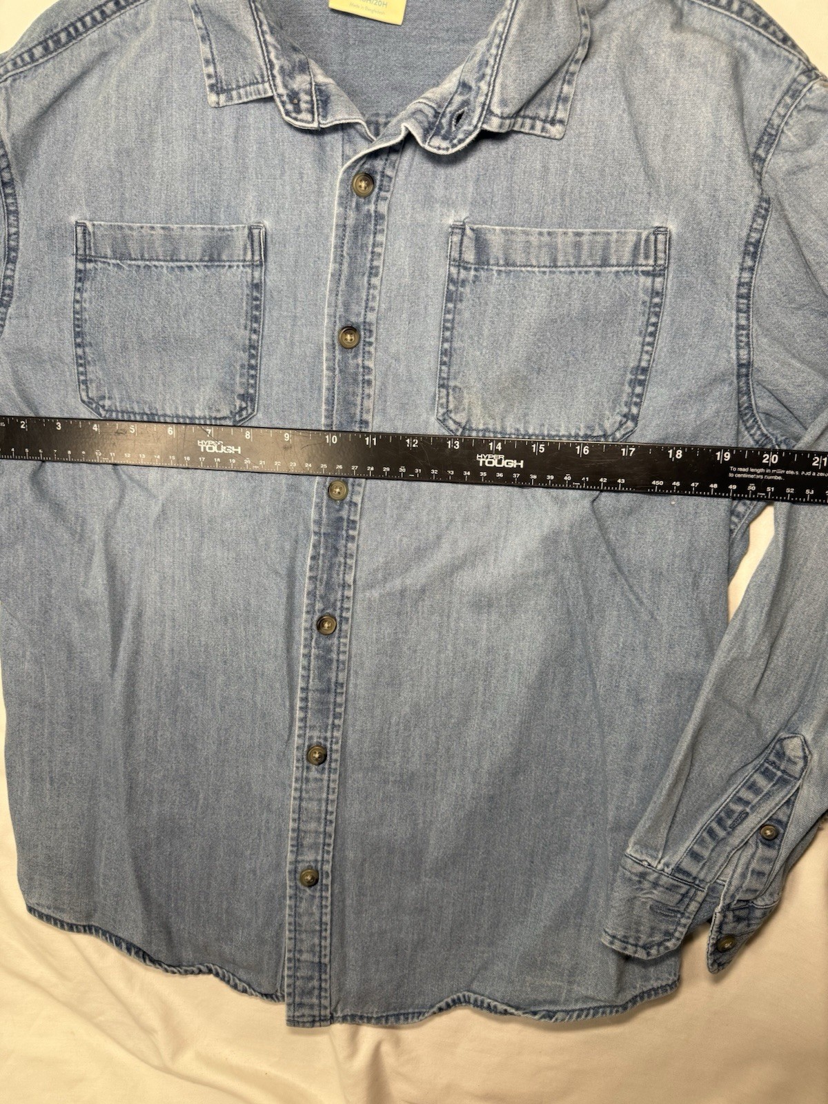 Thereabouts XL 18H/20H Husky Denim Button Down Shirt Light Wash Blue 21” Pit
