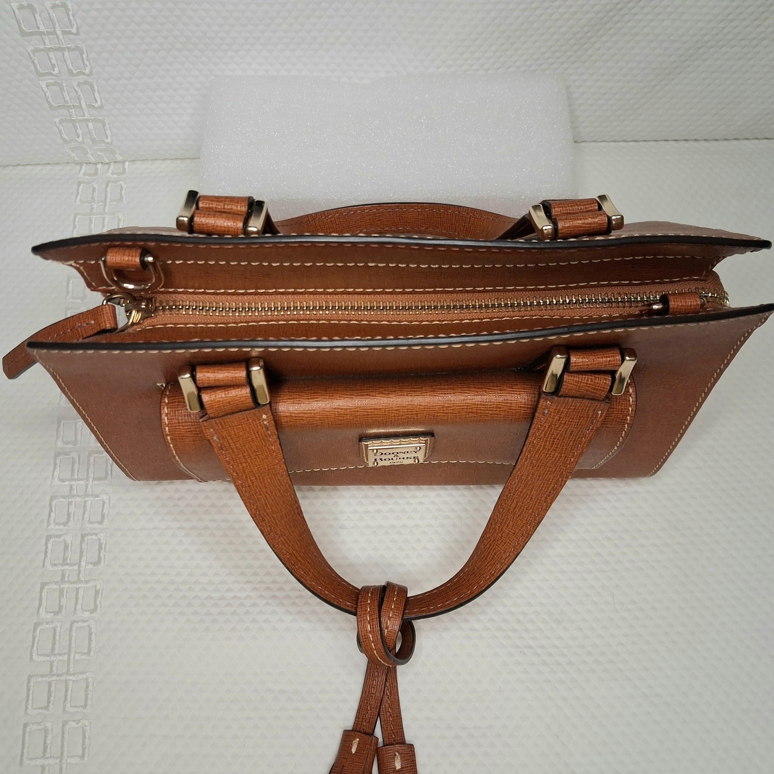 Dooney & Bourke Wexford Small Satchel Natural Tan Leather Crossbody Bag Handbag