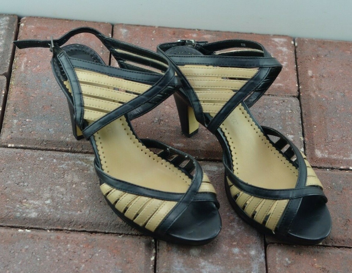 Bella Vita Women Slingback Heel Sandals 50-3411 Man Made Material Black/Tan 6M