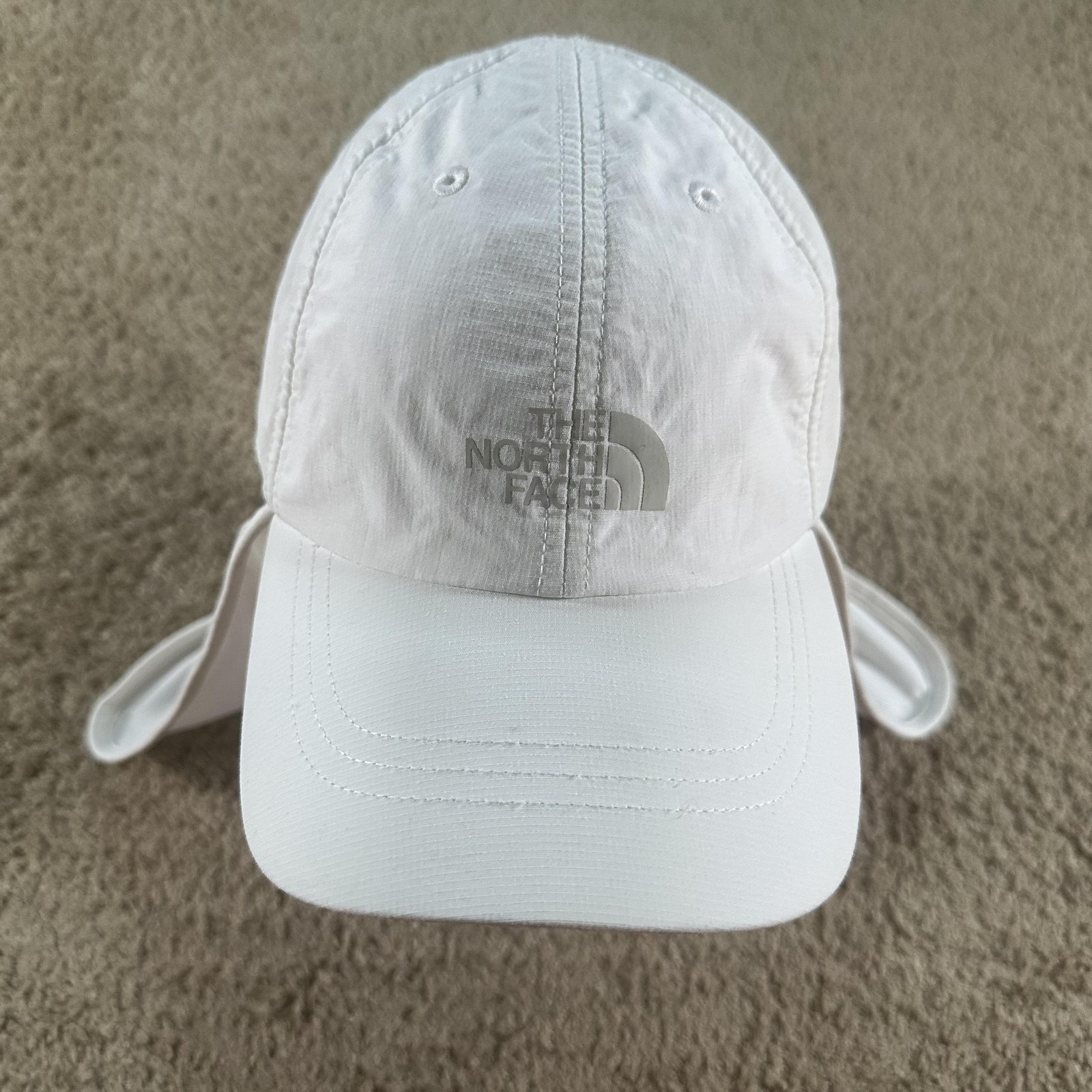 The North Face Hat Cap Strap Back Mens M White Neck Flap Sun Shield Outdoor