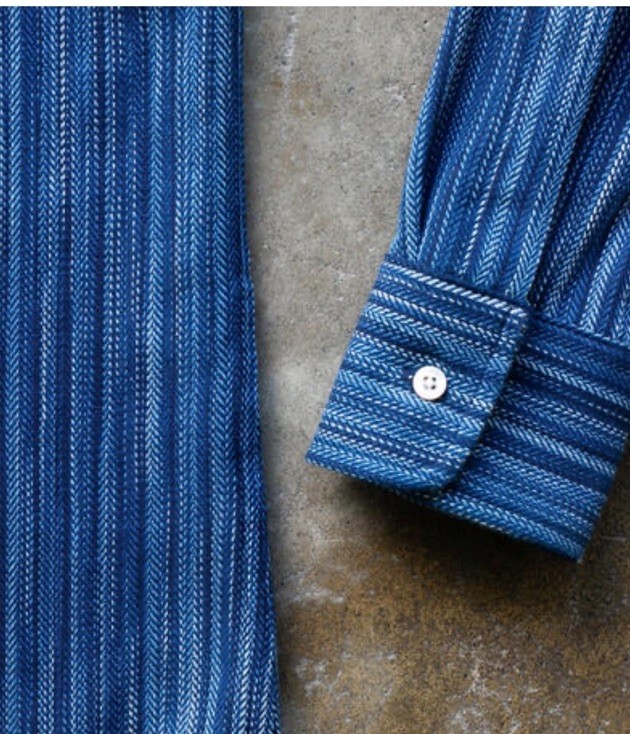 Gustin Shirt Mens XL Indigo Fade Pinstripe Button Up USA