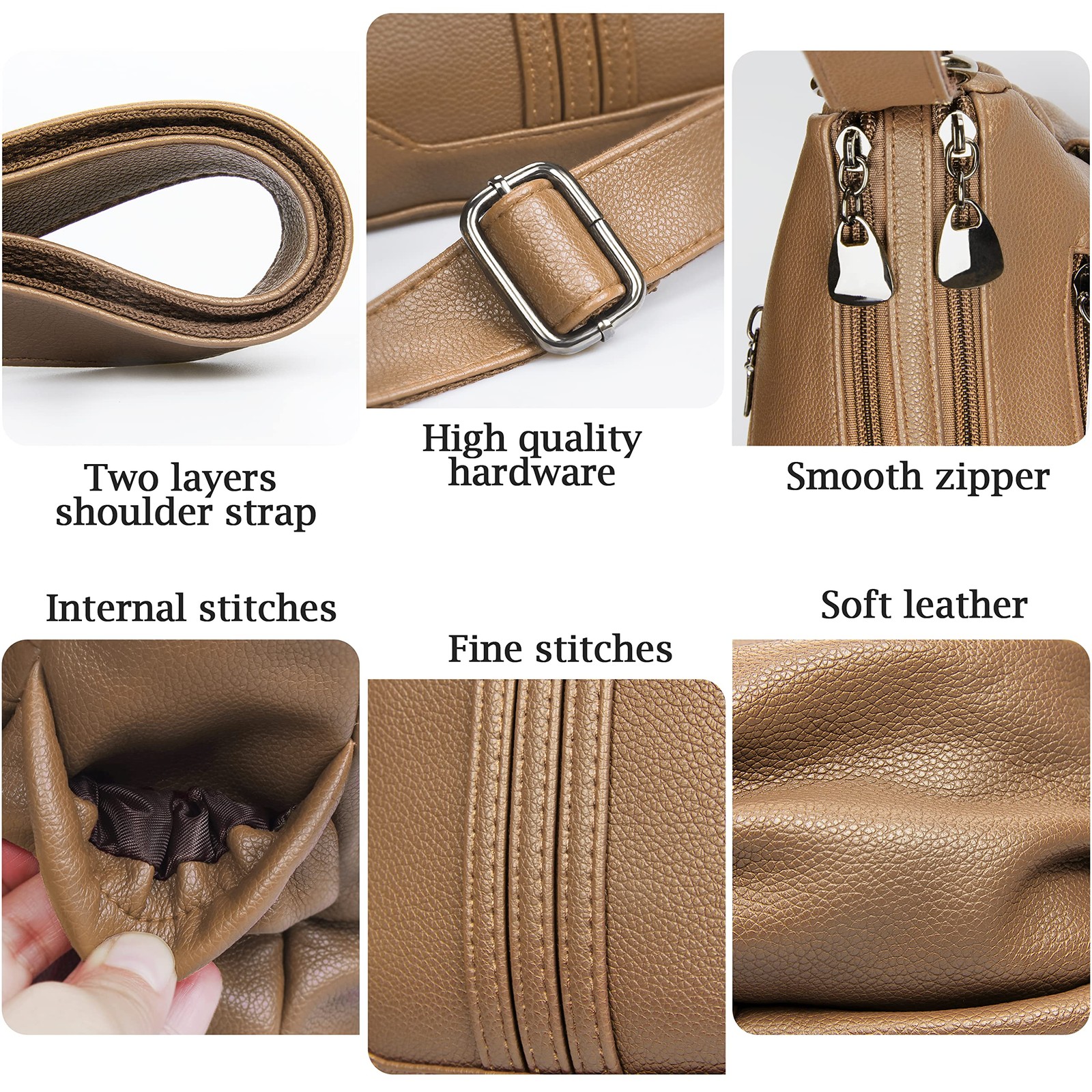 Women Soft PU Leather Shoulder Handbag Multi Pocket Crossbody Bag Ladies Medium