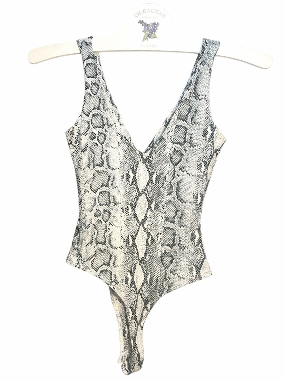 LULUS Women’s Wildlife Black and White Snake Print One Piece Bodysuit Size XS
