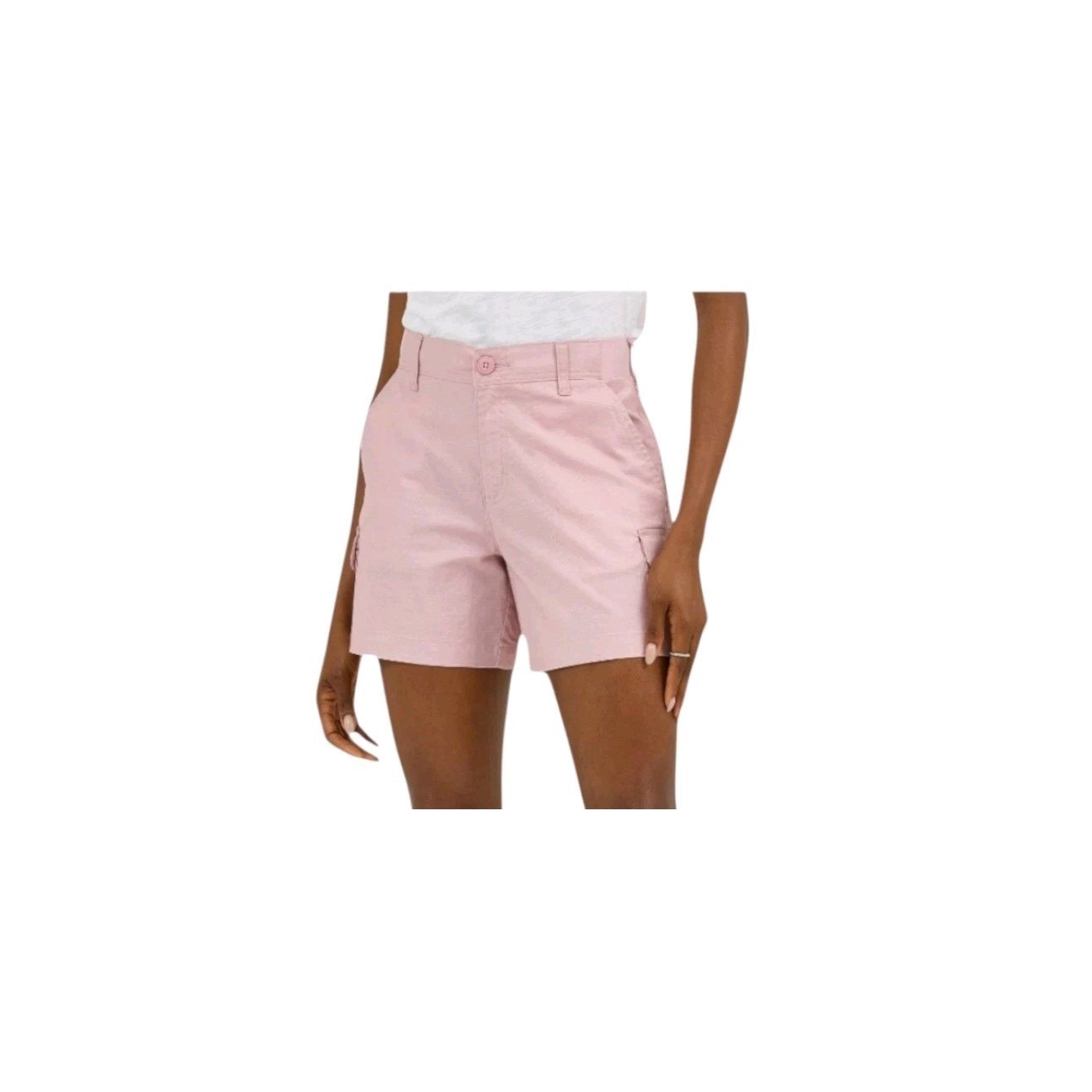 LEE Women’s Soft Mauve Comfort Waistband 5″ Cotton Blend Cargo Shorts Size 12