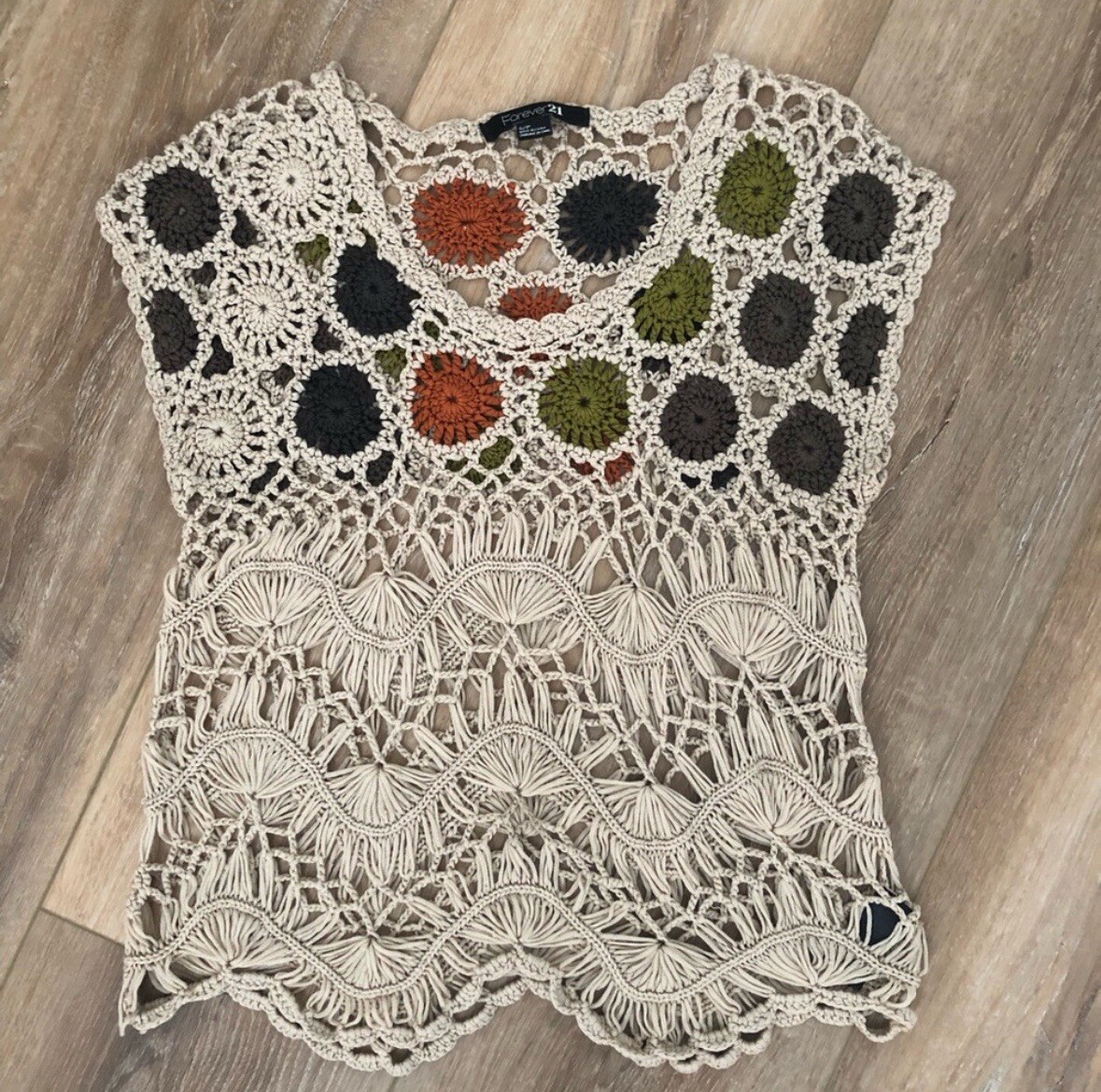 FOREVER 21 Boho Chic Crochet Knit Top SIZE SMALL Music Festival Cottagecore