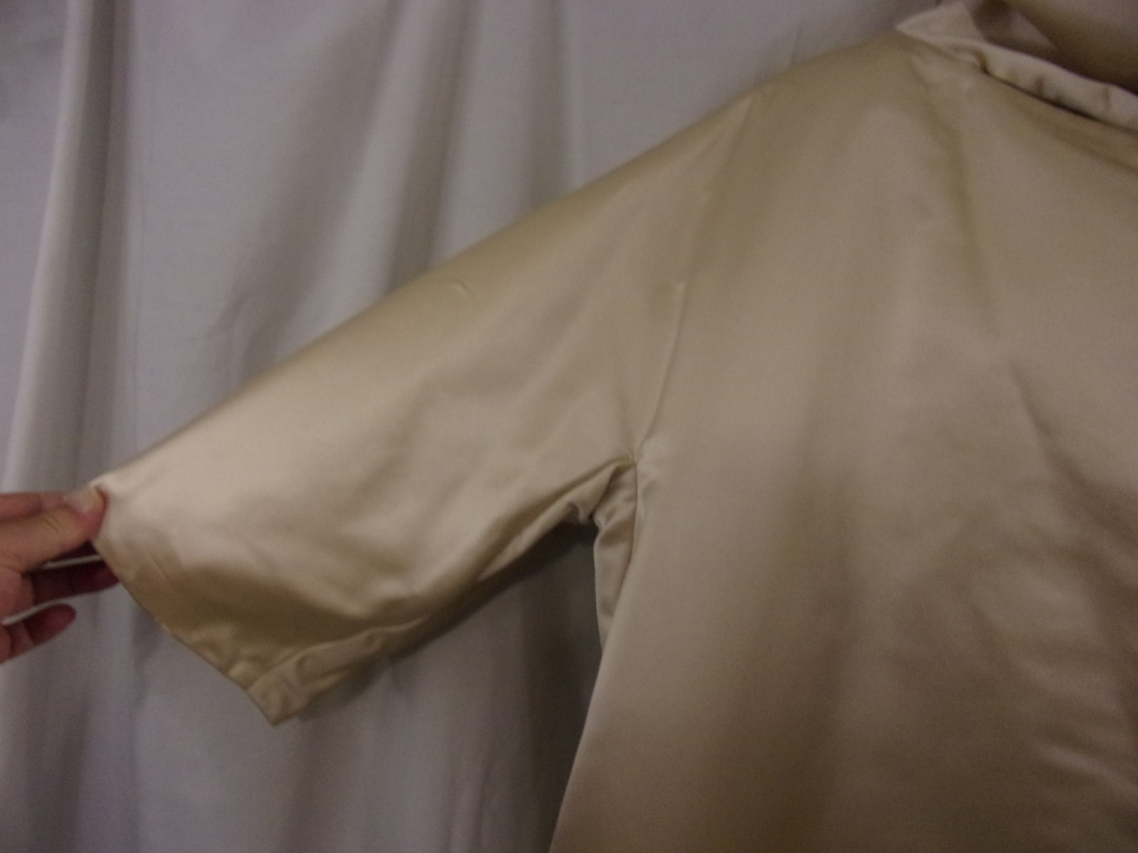 Vintage Swing Style Opera Coat Champagne Silk Shawl Scarf Collar STUNNING M/L