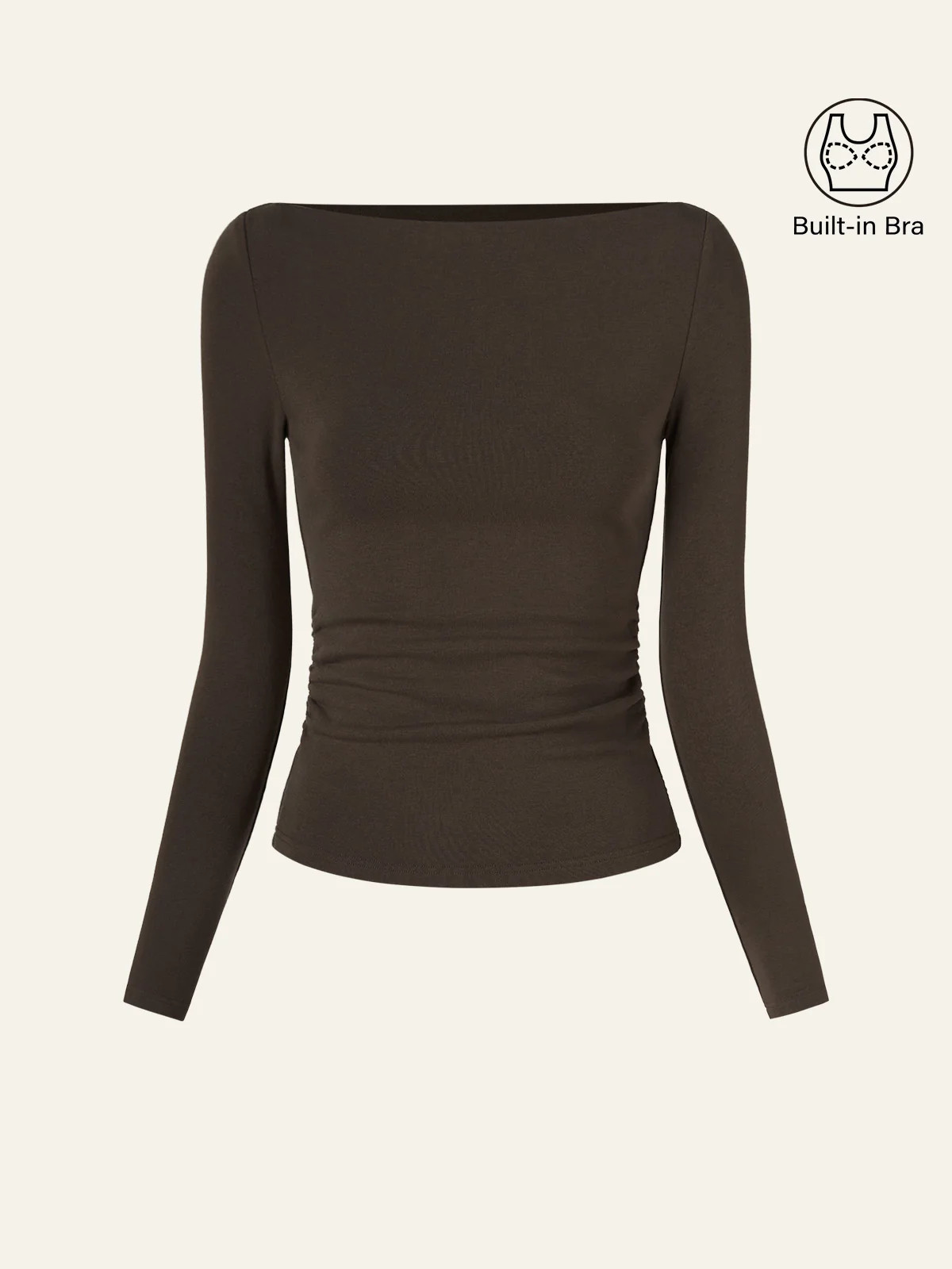 OGL Modern Side Ruched Boatneck Bra Top