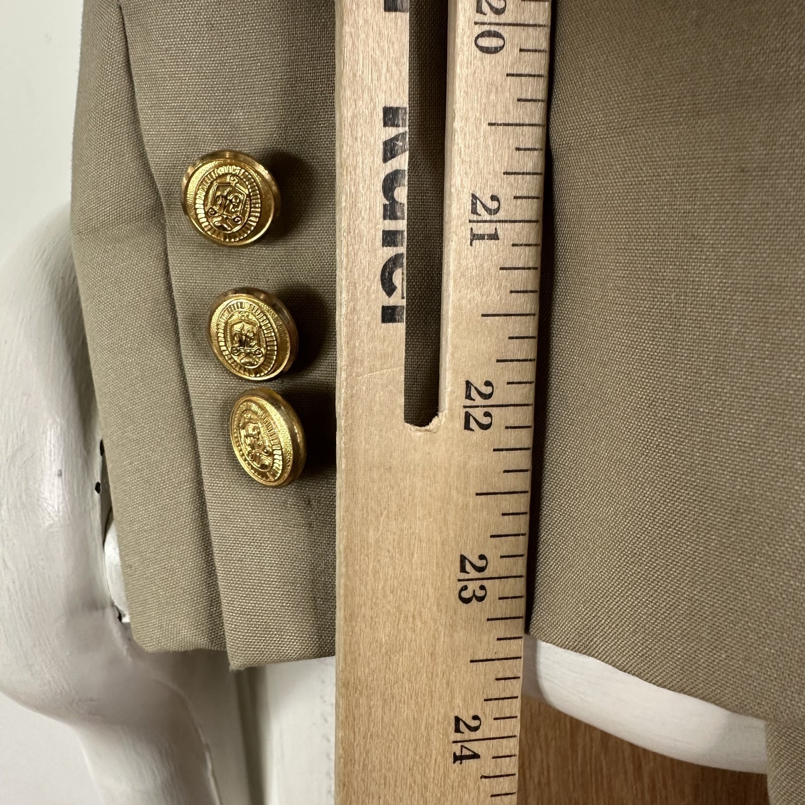 Brooks Brothers Blazer Mens 42R Tan 2 Button Gold Accents Wool Canvased Jacket