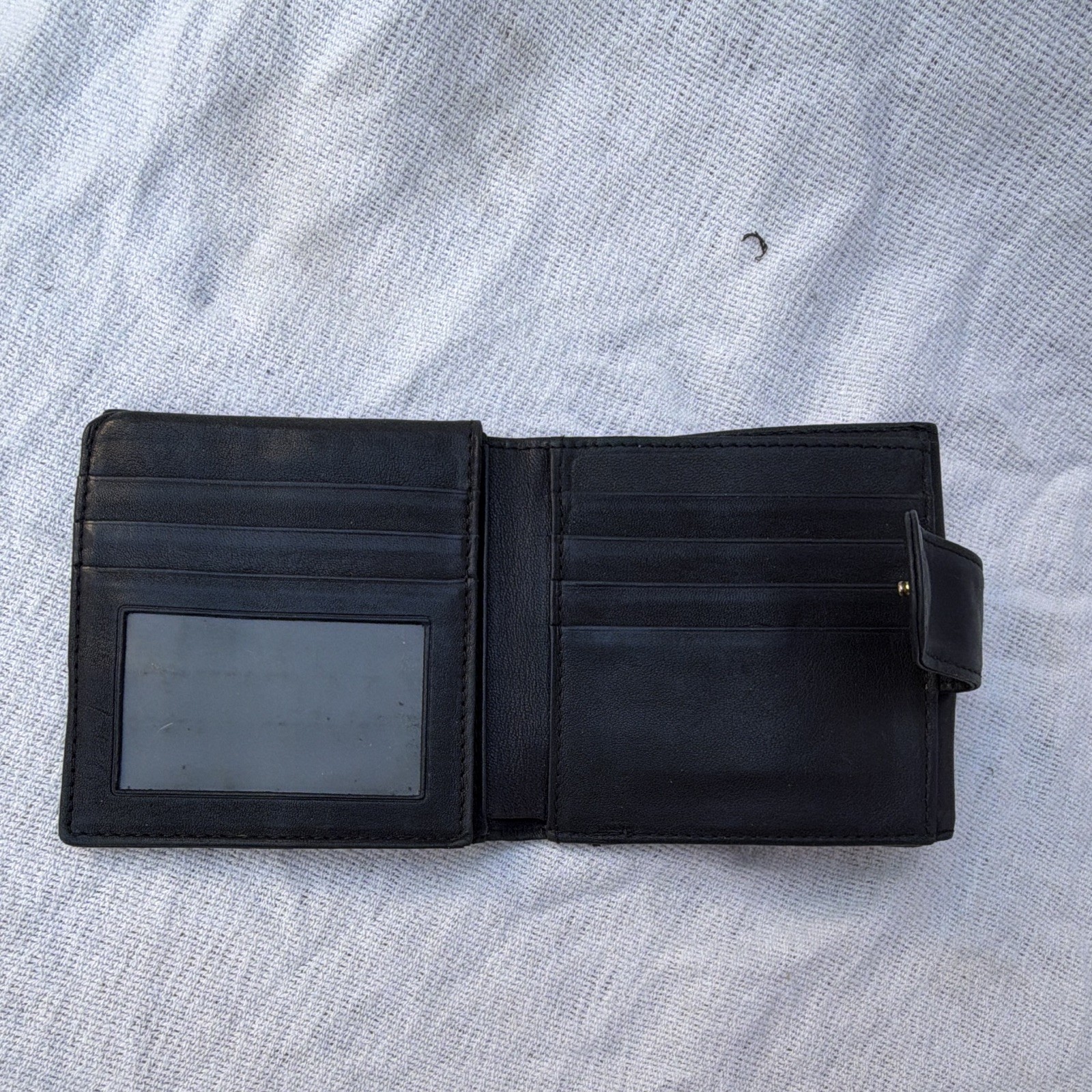 Tignanello Women’s Black Bifold Snap Wallet with Logo, ID Window, Card Slots