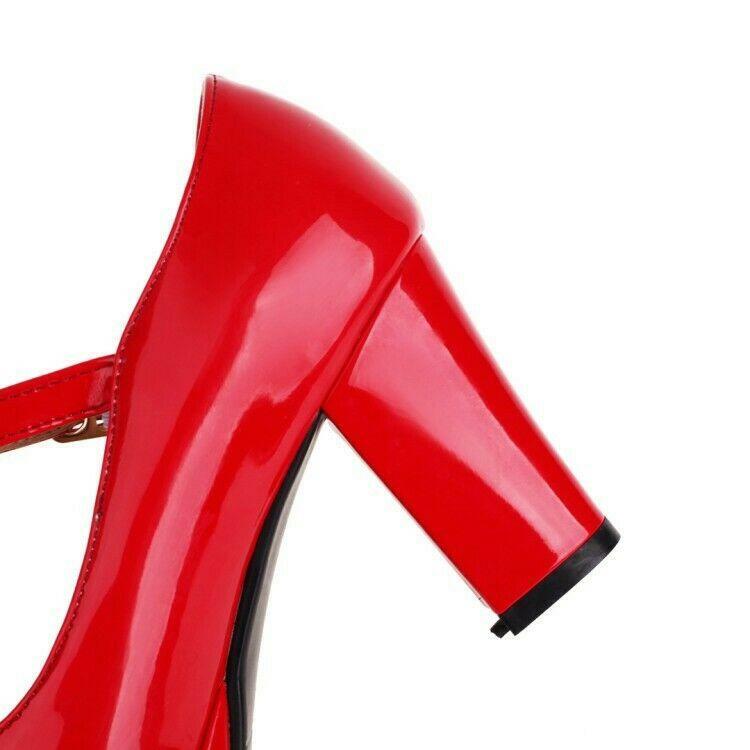Womens Bowknot Platform Mary Janes Shoes Lolita Pumps Block Heels Fashion Shoes