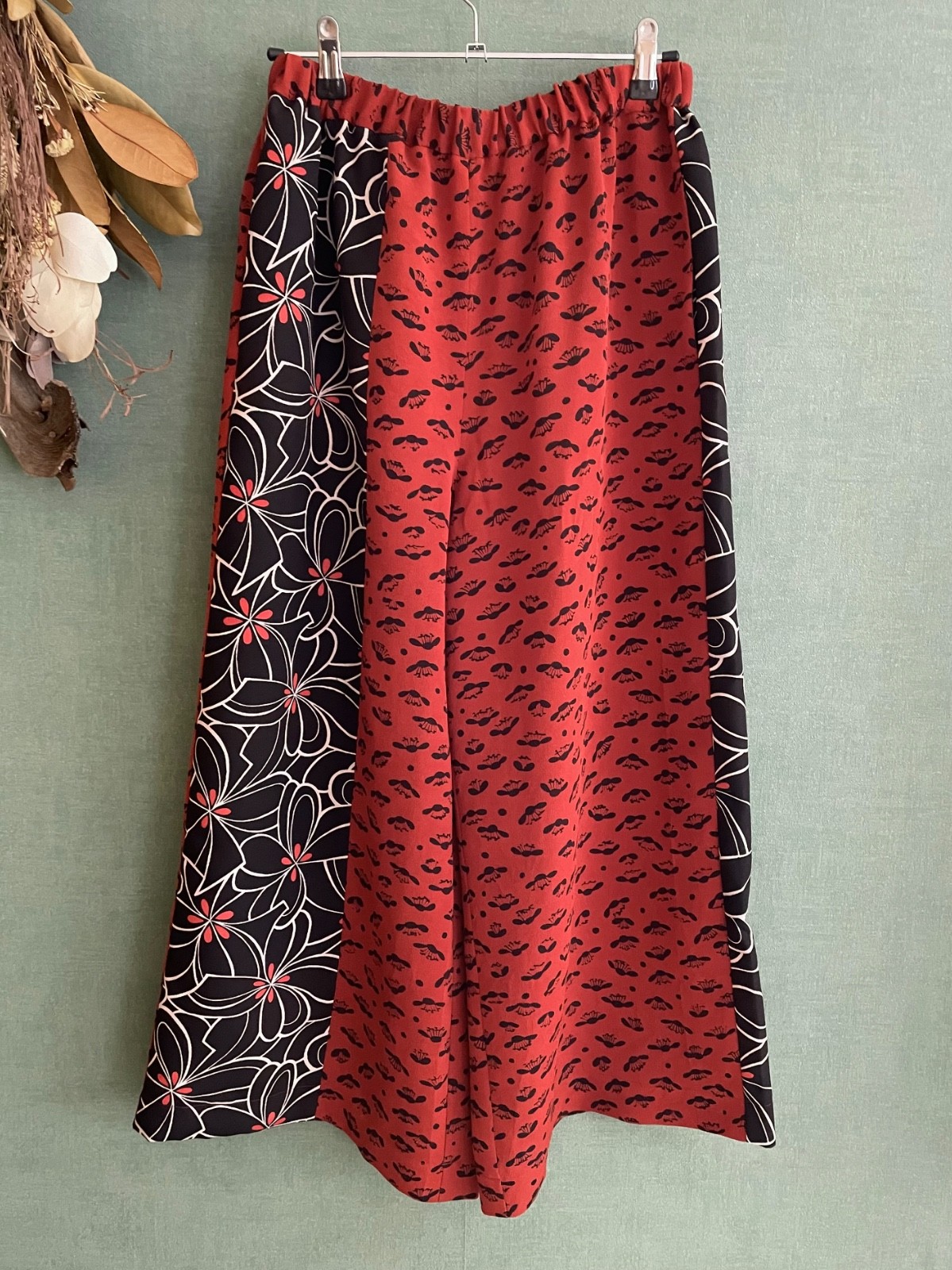 Chirimen Kimono wide pants, Beautiful, 100% silk with lining