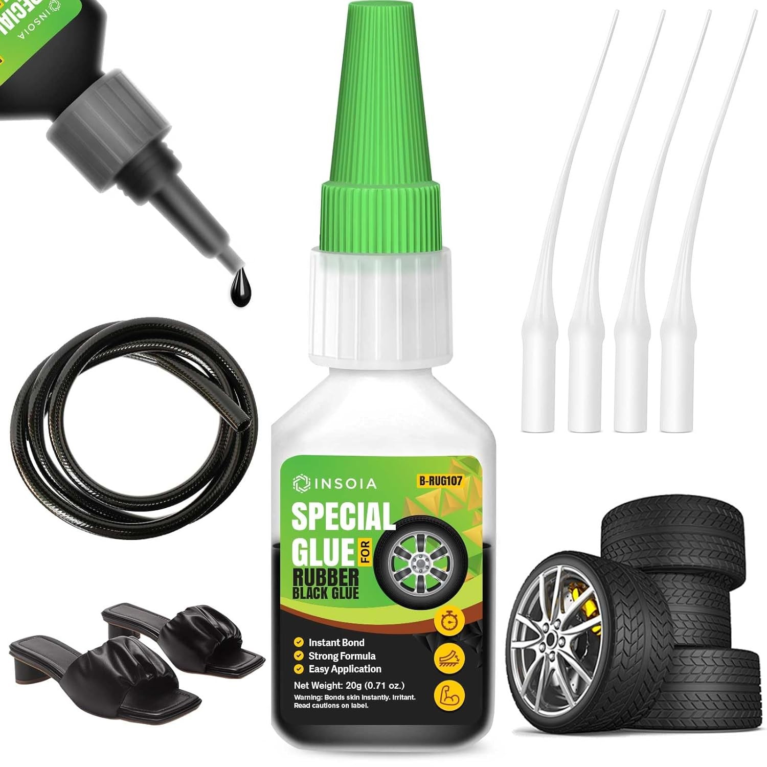 Black Rubber Glue 20g Heavy Duty Adhesive for Tire Tube Shoe Sole Repair