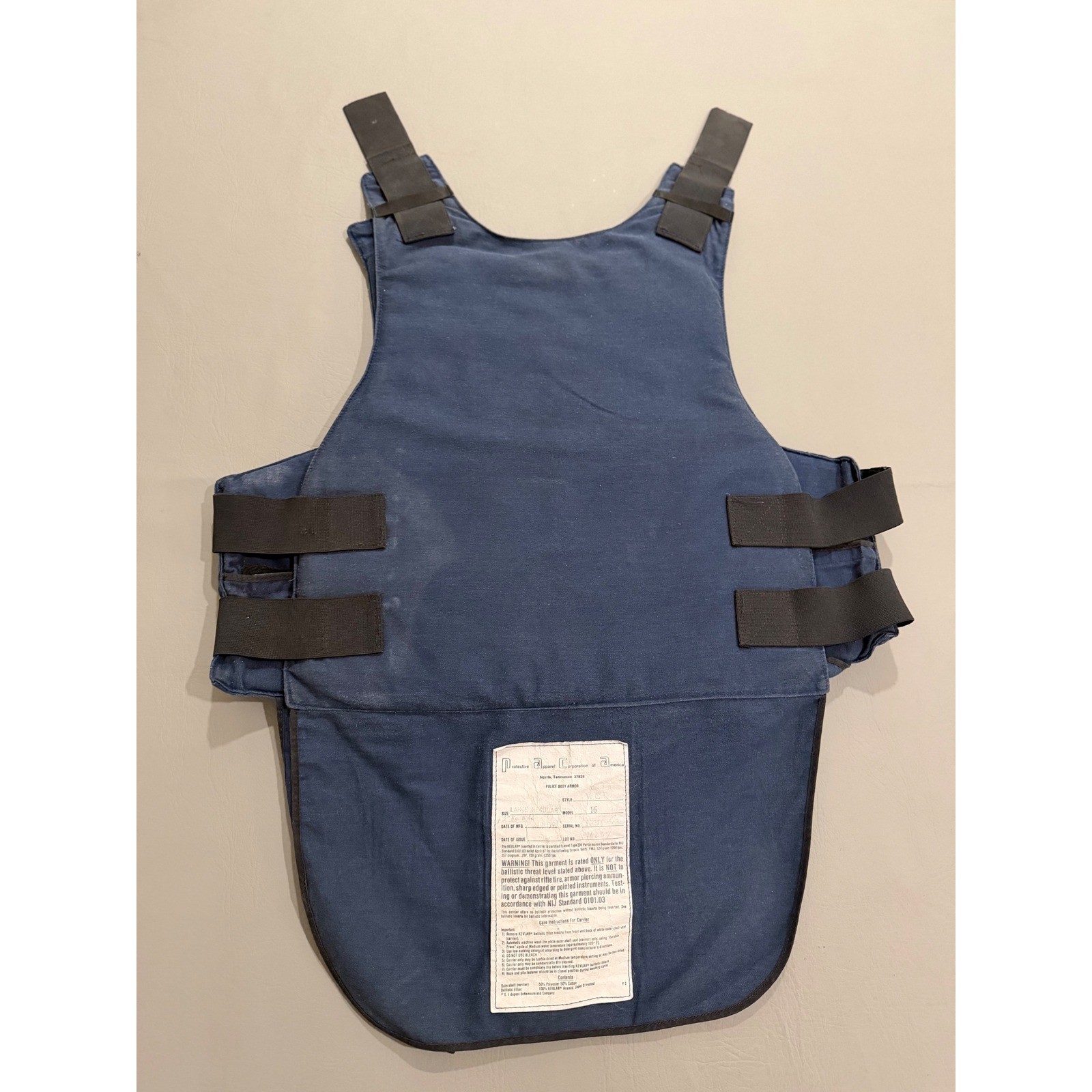 Protective Apparel Corp America Body Armor Carrier Mens Large Regular Navy