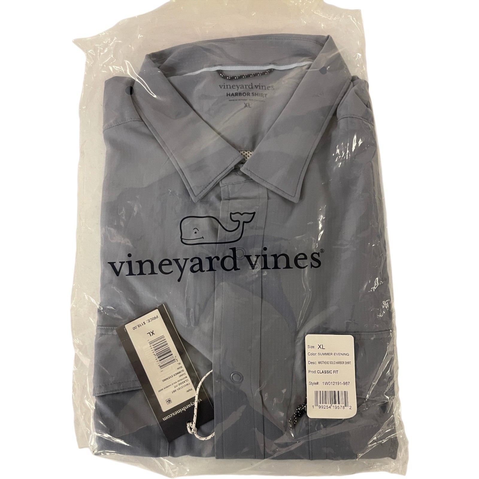 Vineyard Vines Harbor Shirt Mens XL Gray Classic Fit Summer Evening Stretch NWT