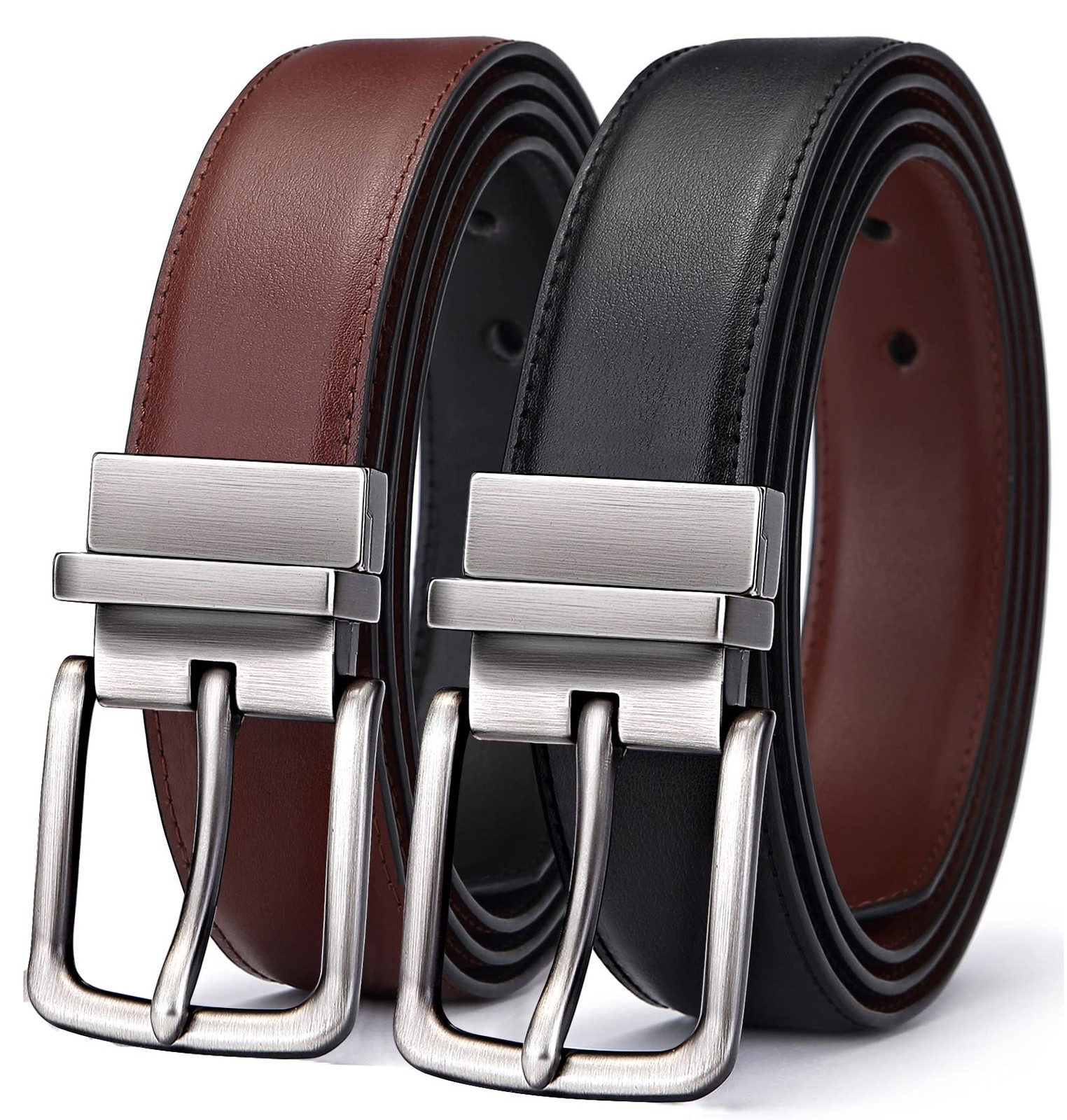 Men’s Belt,Reversible Belt Adjustable For Gift Men 1.25”-Cut For Fit-2 Sides in