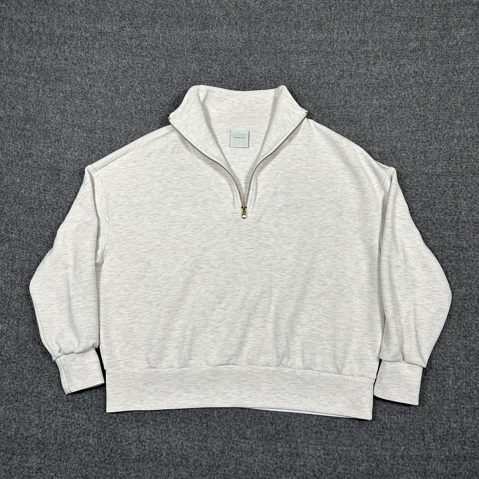 Varley Hawley Half-Zip Sweatshirt Beige Gray Women’s Large Oversized Athleisure