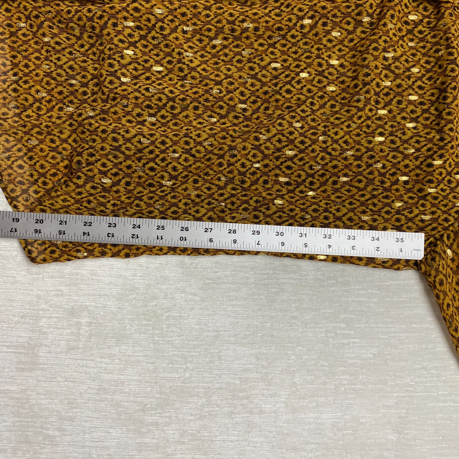 Black Label Evan-Picone Tunic Blouse Womens XL Marigold Yellow Leopard Print