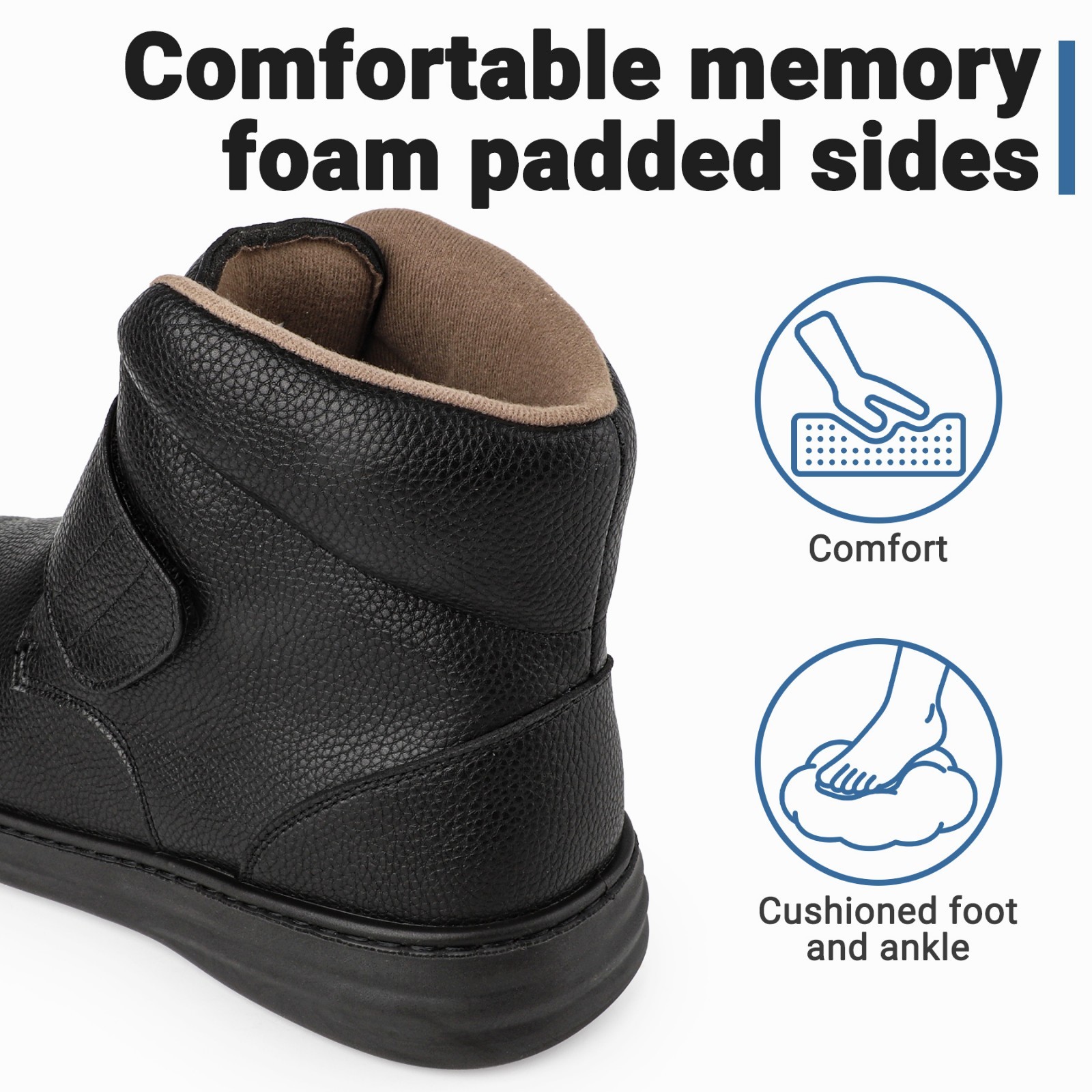 Mens Wide Fit Boots Leather Chelsea Ankle Boots Slip On Casual Dress Shoes