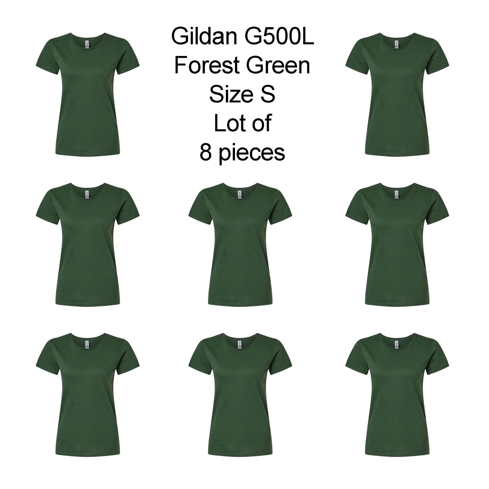 Gildan Lot of 8 G500L G5000L Womens Heavy Cotton 5.3oz TShirt Forest Green Small