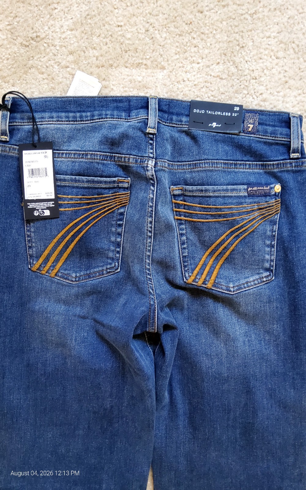 7 for all mankind Dojo Taylorless Bronze Stripe Medium Wash jeans Sz 29 Reg