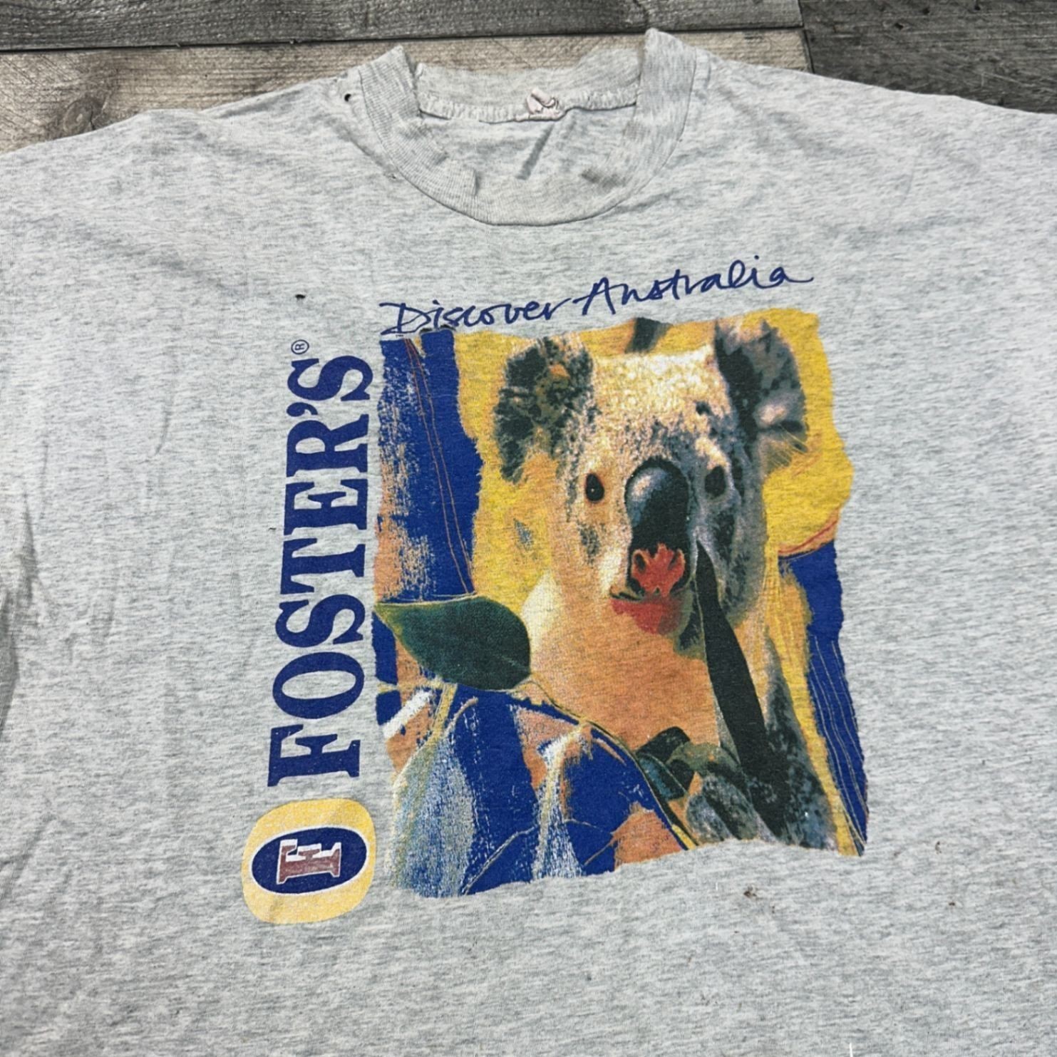 Foster’s Vintage Koala Discover Australia Graphic T-Shirt Grey Mens Small