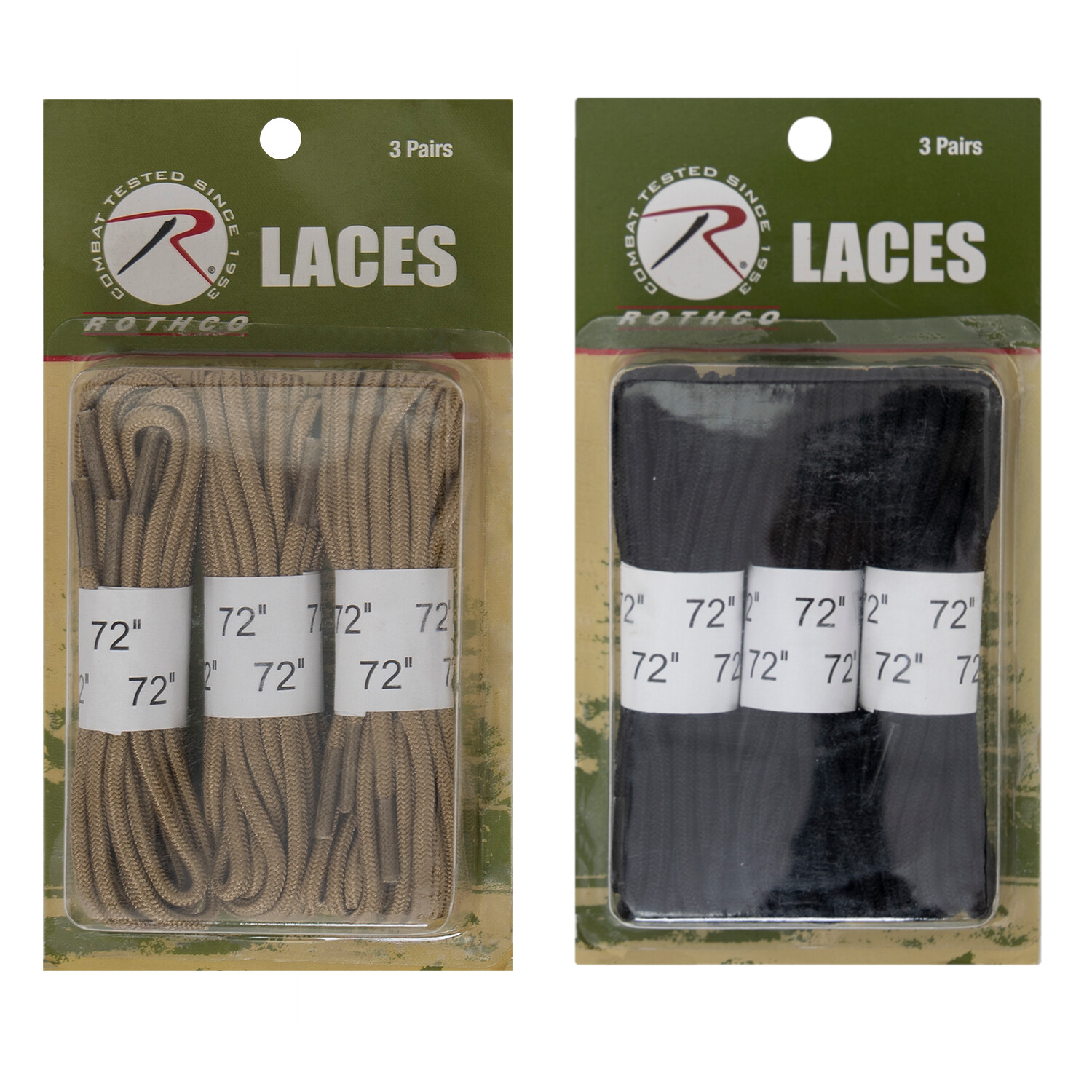 72″ Black Shoe Laces or Desert Tan Shoelaces – Nylon & Great for Boots – 3 PAIRS
