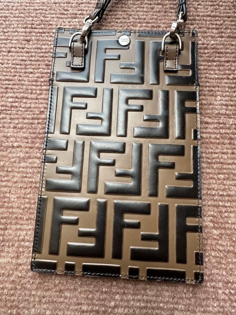 FENDI Mini Zucca Shoulder Pouch Smartphone Bag Womens 17.5×11 cm Auth From Japan
