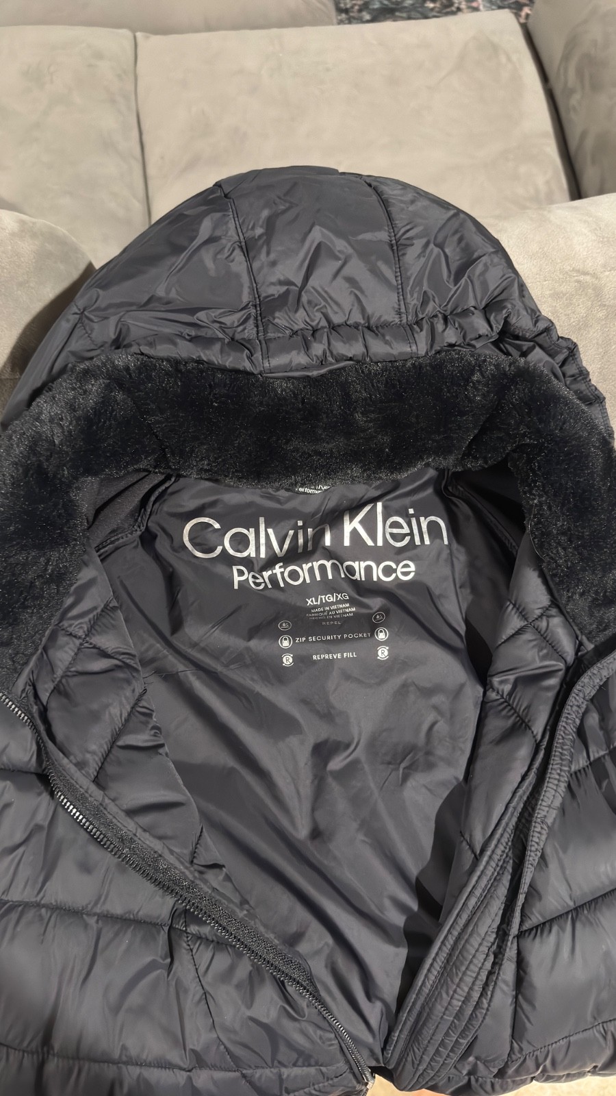 Calvin Klein Performance Quilted Puff Jacket Black Women’s xl