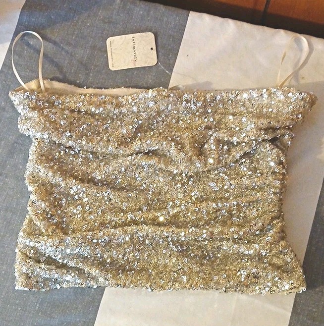 Free People Intimately Silver Sequin Strapless Camisole Top Women’s M