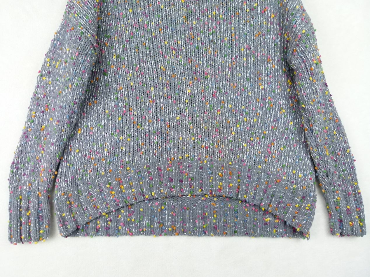 Seven7 Women Small Gray Confetti Chunky Knit Polyester Blend Pullover Sweater