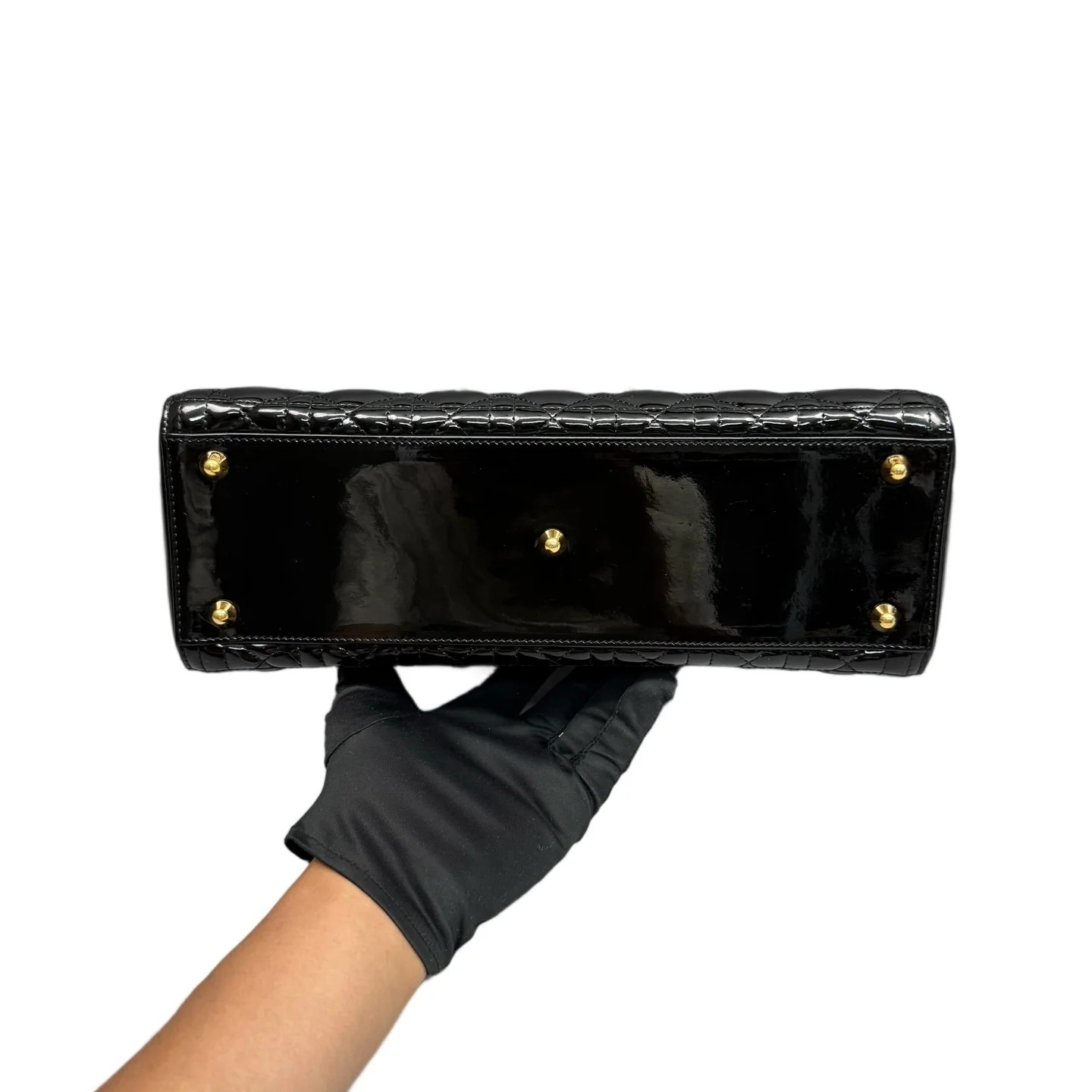 Dior Large Lady Dior Black Patent Calfskin (zs060526a5r)
