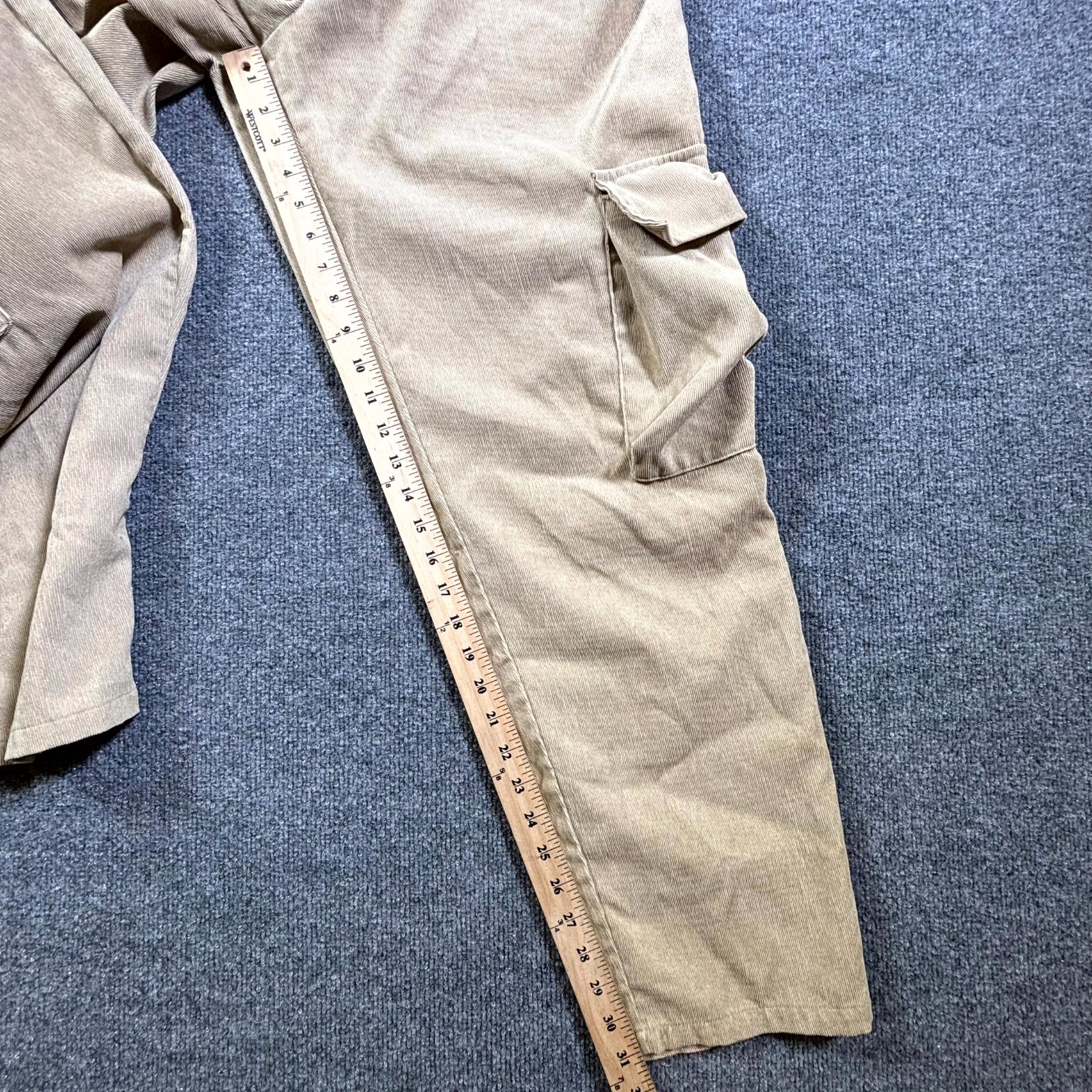BoohooMAN Cargo Pant Men’s XL Beige Polyester Corduroy Tapered Workwear Stretch