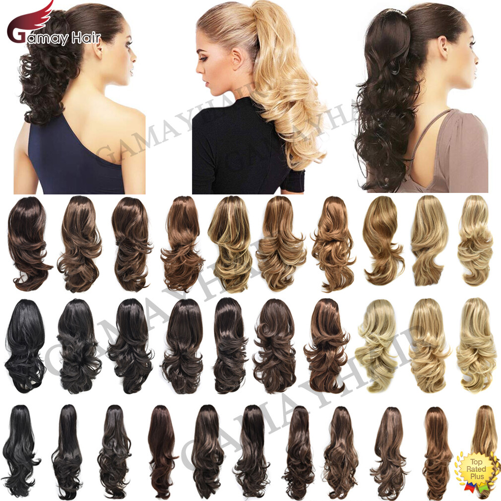 Claw Clip Ponytail Hair Extensions Real As Human Pony Tail Long Wavy Hairpiece