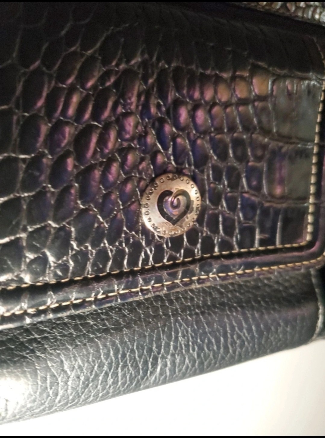 Vintage Brighton One World & Hudson Alt Goth Biker Crossbody Croc Purse Bag s
