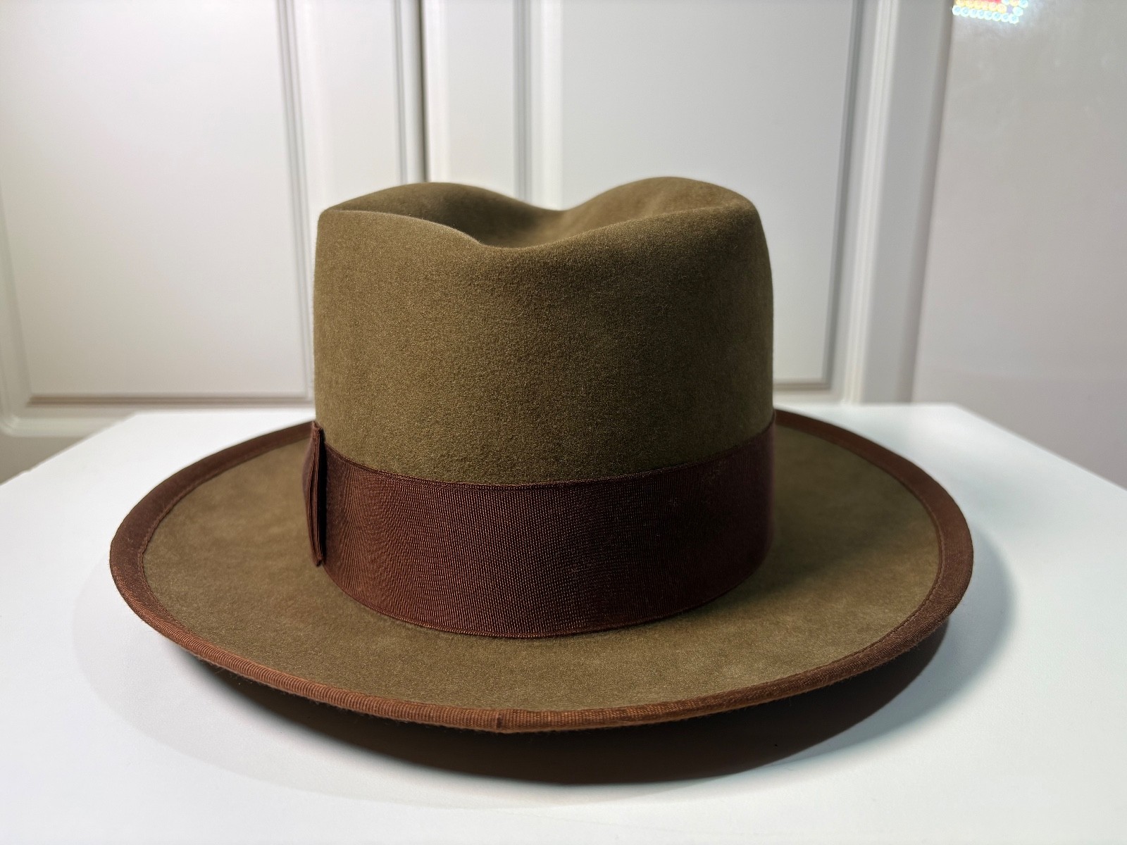 Gannon Hat Co Fedora, Whiskey, 7 1/4, Stetson, Pure Beaver Whippet Vintage Style