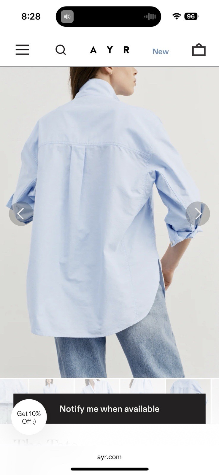 AYR The Tate Button Down Shirt Women’s Size Small Oxford Blue
