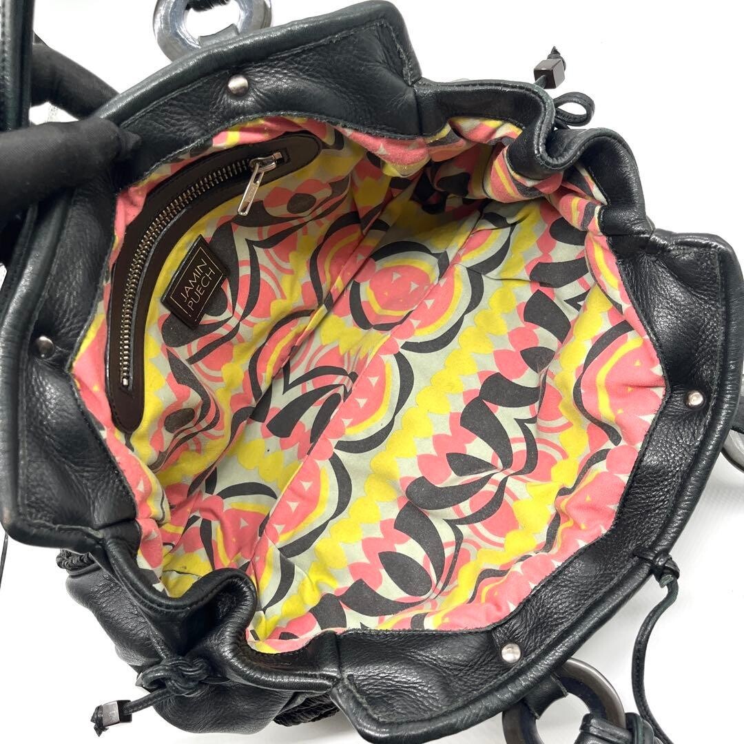 JAMIN PUECH Handbag Art Bag Leather Black Authentic From Japan