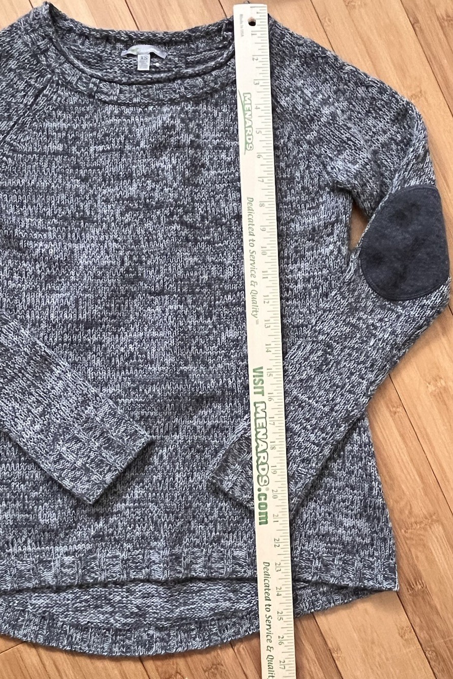 EUC! XS Horny Toad & CO Marlevelous Pullover Sweater Jumper Gray Bk Elbow Pads