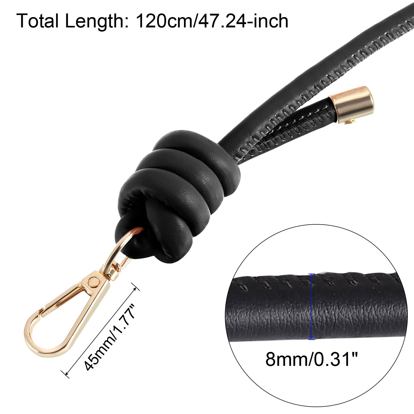 47.2″ Leather Purse Replacement Strap for Handbag Crossbody Bag, Black