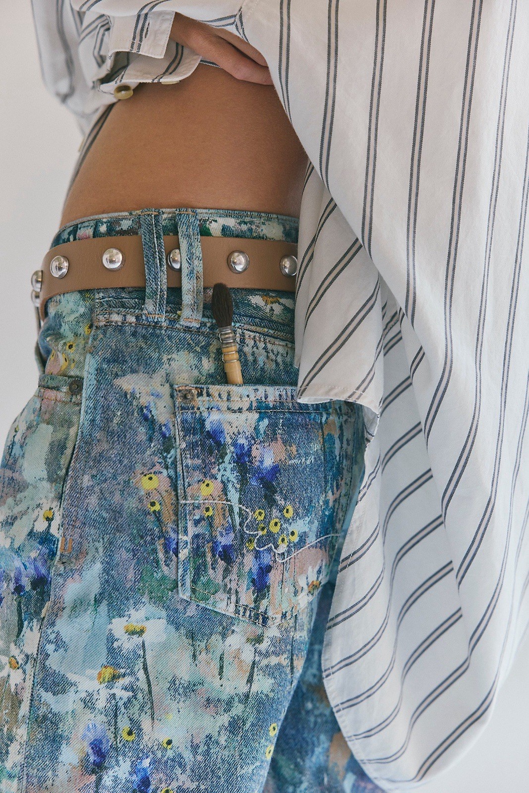 We The Free Tennessee Low-Rise Illusions Jeans Floral Canvas NWT 24 MSRP $198