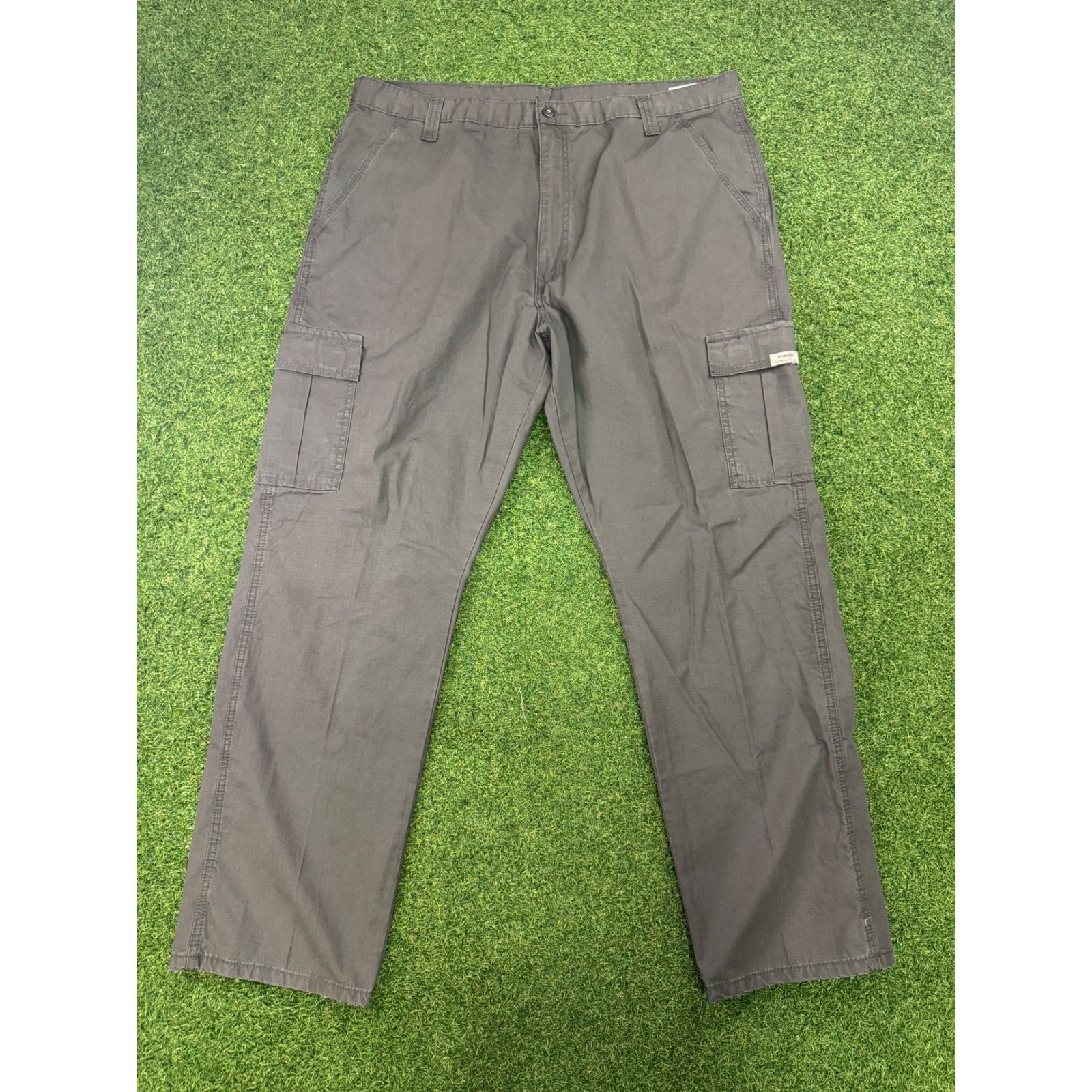Wrangler Mens Grey Ripstop Cargo Pants 40×32 Cotton Straight Leg 70L3WOD