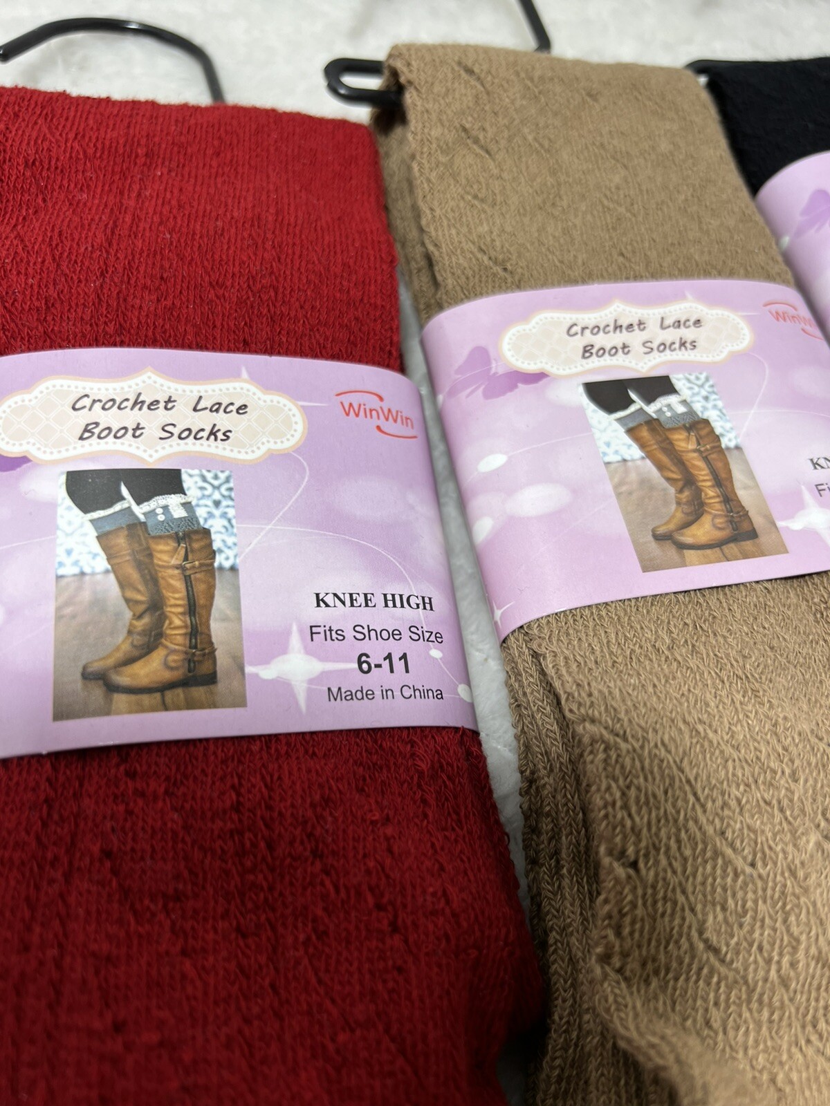 WinWin Women’s Crochet Lace Boot Knee Socks 6-11 Shoe Sz. Choose Color