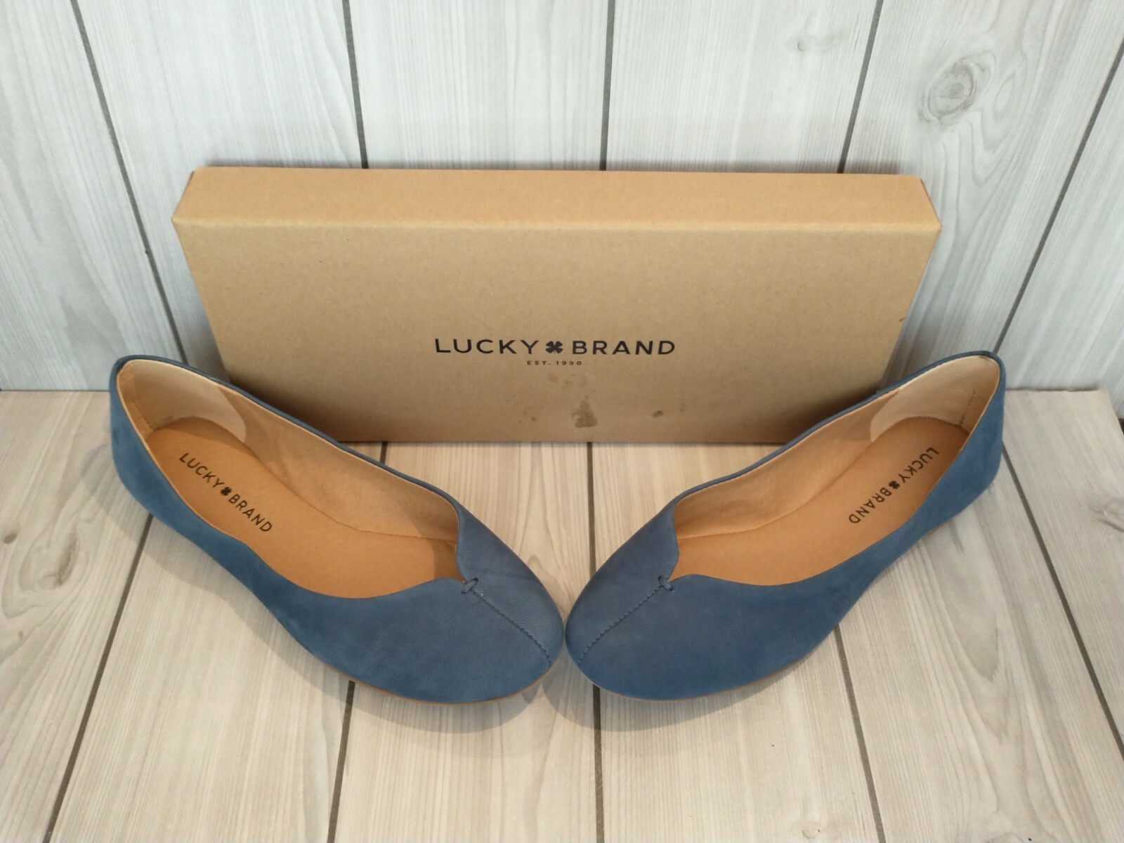LUCKY BRAND “FINORAH” Sz 7 Ballet Flats Suede Slip On Blue, Runs Small 6-6.5