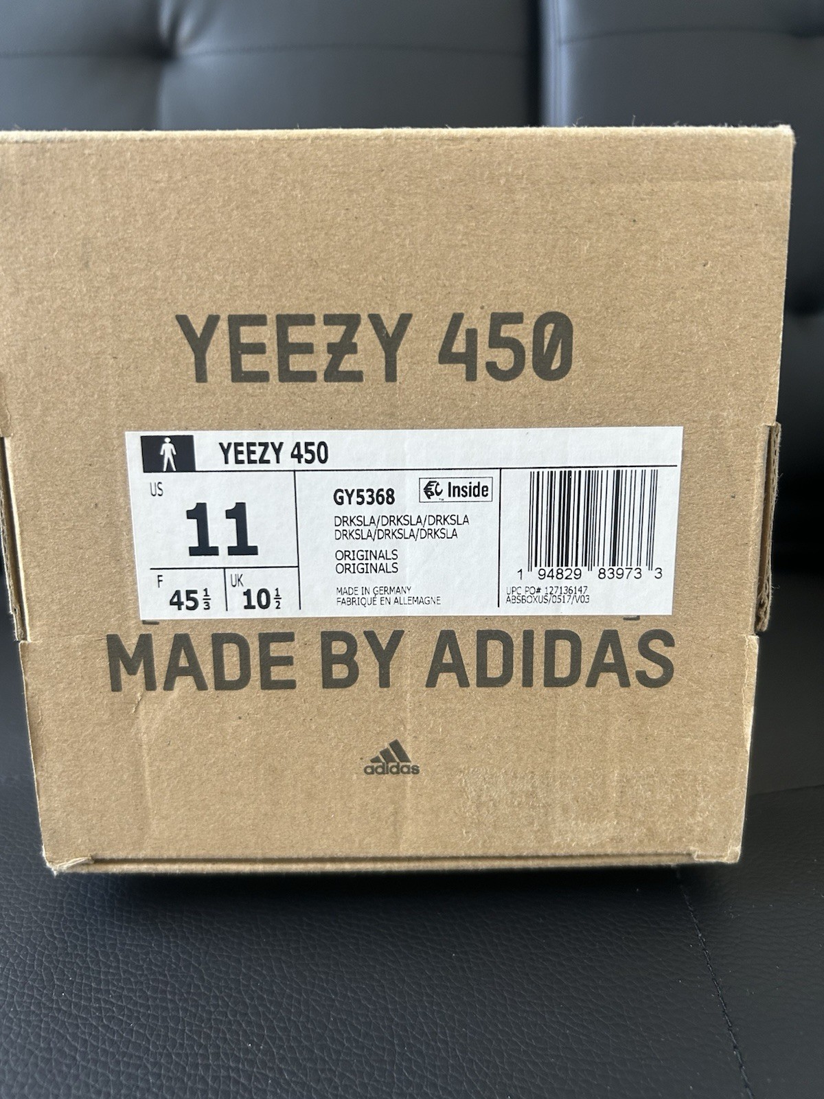 adidas Yeezy 450 Dark Slate Black Low Top Men’s Sneakers GY5368