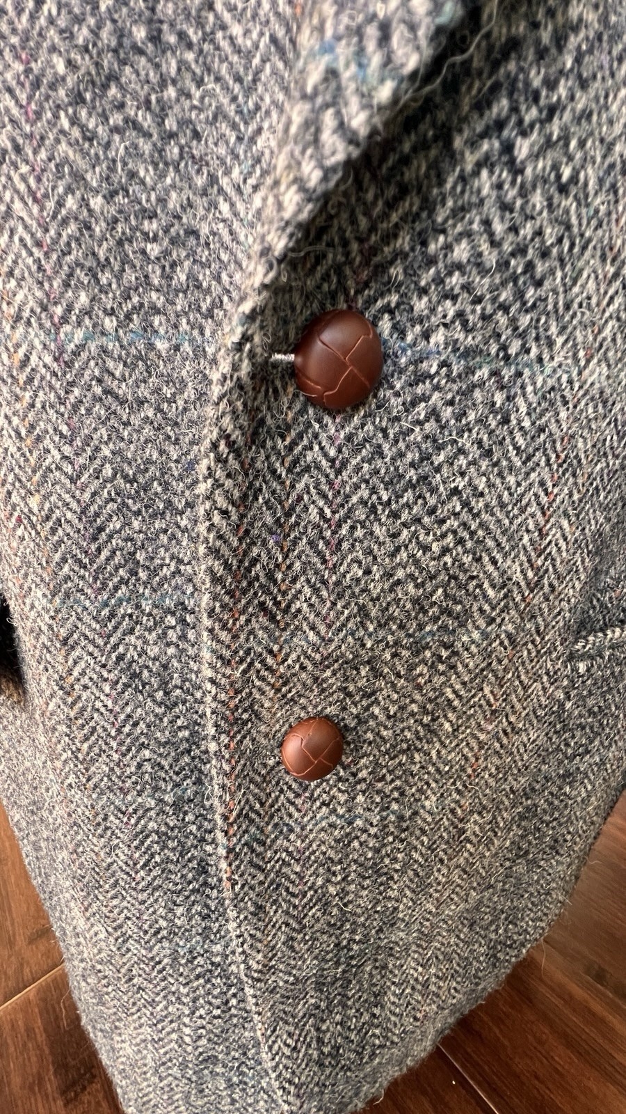 Beautiful Vtg Mens Wool Herringbone Tweed Blazer Sport Coat USA 2-Button Gray 44