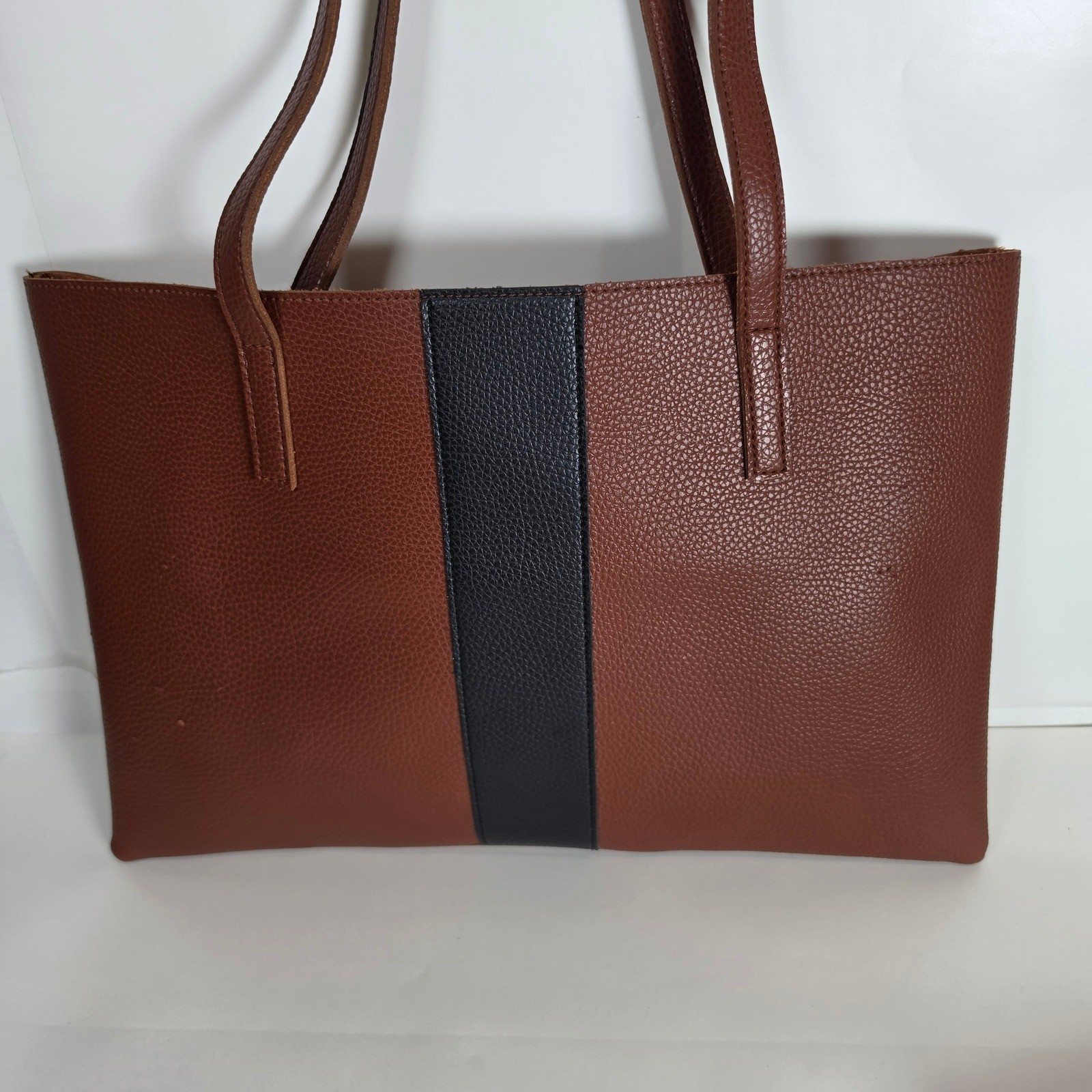 Vince Camuto Luck Tote Brown Vegan Pebble Leather Shoulder Handbag FabFitFun