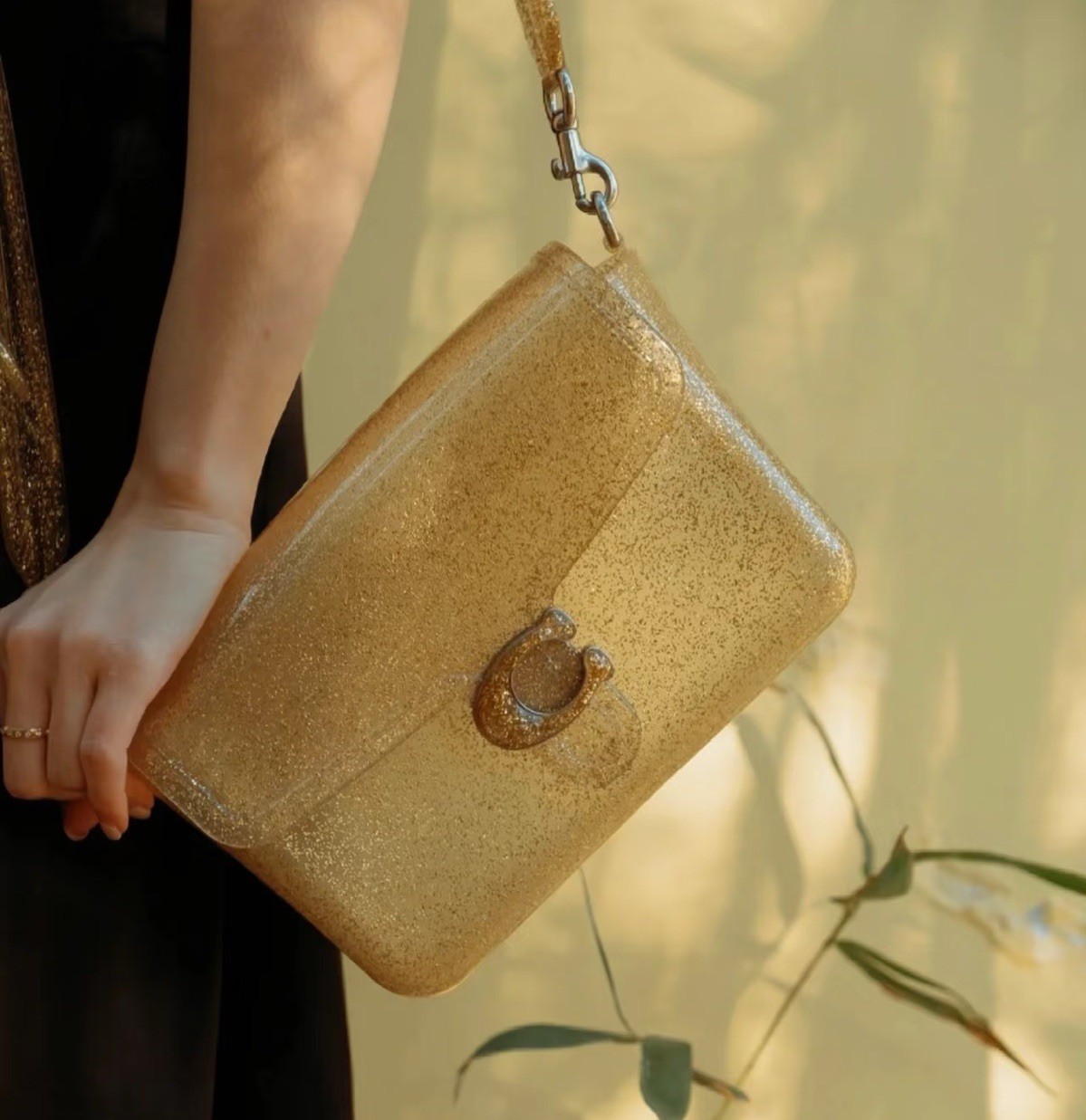New 100% Authentic Coach Jelly Tabby Glittery Gold From the Runway Made In Italy