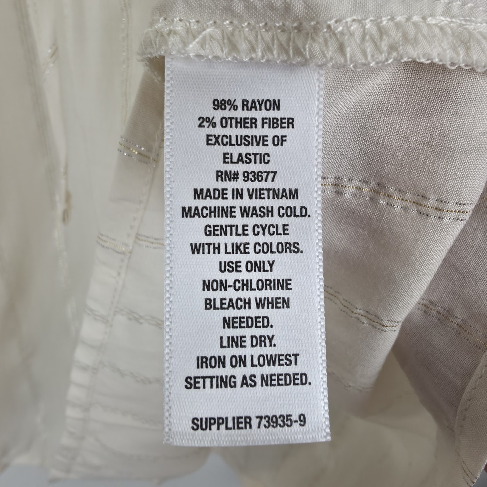 a.n.a 2X Boho Peasant Blouse Ivory Metallic Stripe Smocked Ruffle Cottagecore