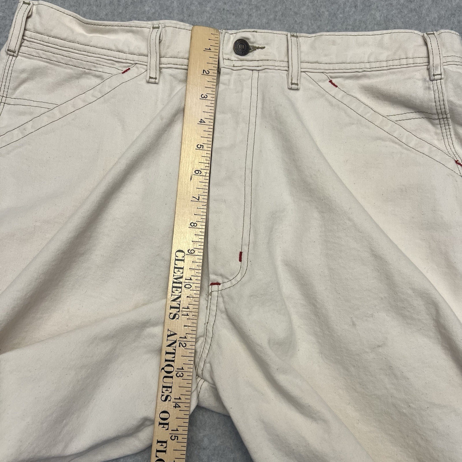 Polo Jeans Shorts Men’s 34 Beige Carpenter Hammer Loop Baggy Wide Leg Flag Logo