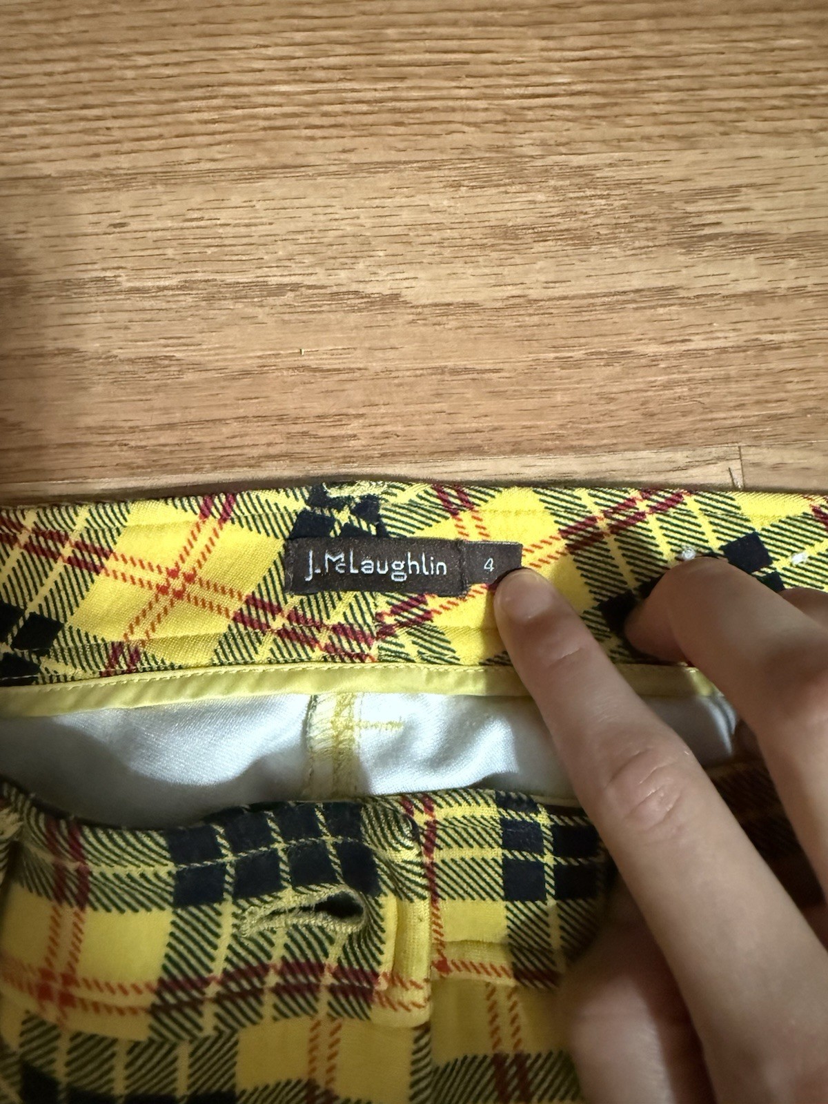 J.McLaughlin Men’s Yellow Black Plaid Casual Pants Regular Size 4 New
